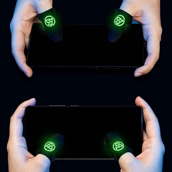 2 Pcs Black Gaming Finger Sleeves - Sweatproof Anti-Slip Gloves for Mobile & Console Gaming - Breathable Thumb Covers for Enhanced Grip & Pain Relief - Perfect for PUBG, Fortnite & Call of Duty Gameplay