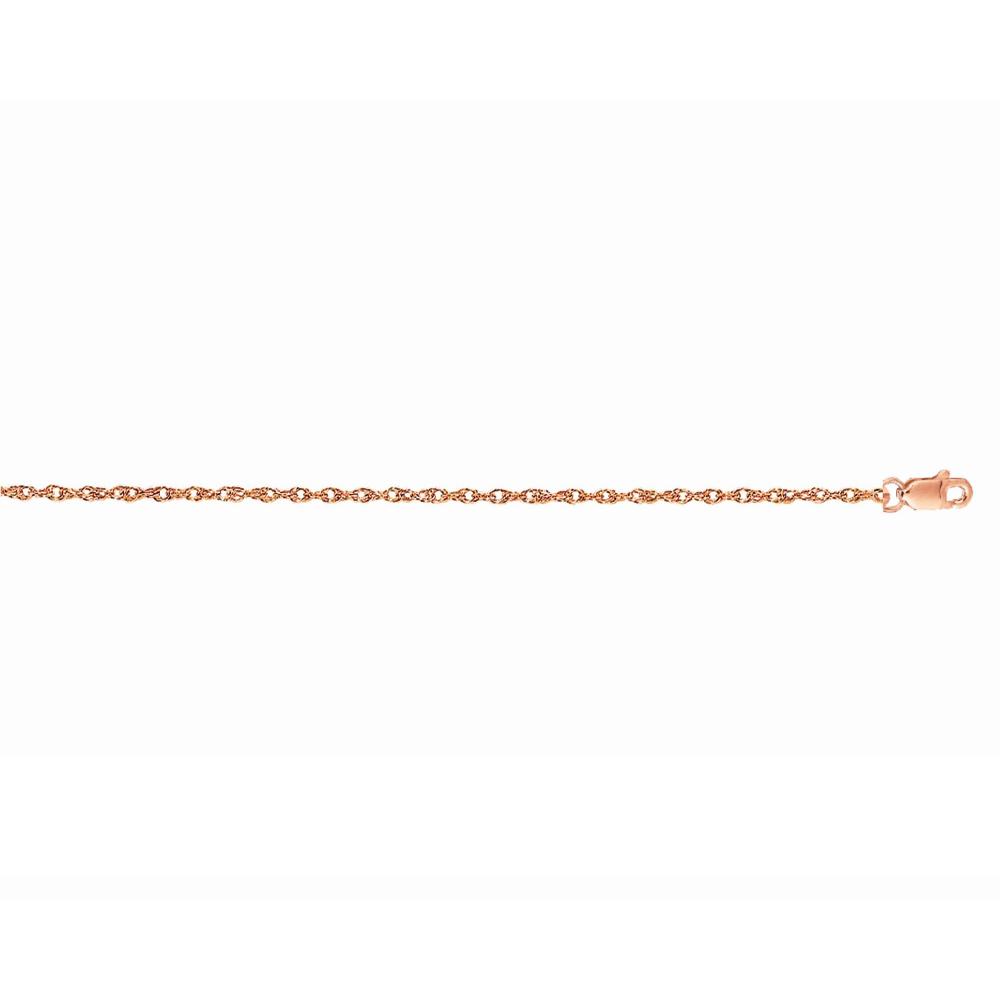 14K Gold 1.0mm Machine Rope Chain Necklace - 14K Solid Gold Rope Chain for Men & Women - Durable Carded Jewelry for Everyday Wear, Gifts & Special Occasions