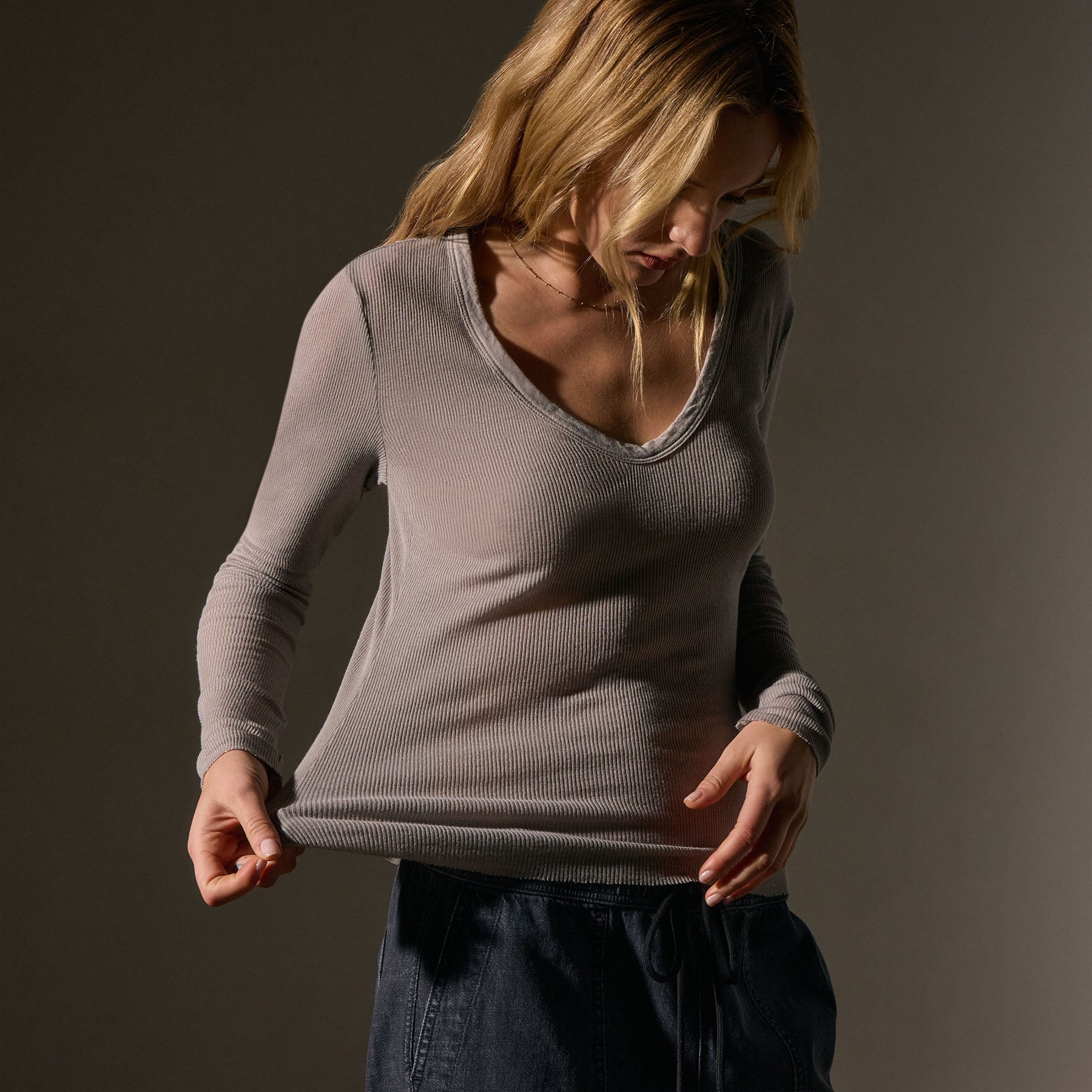 Soft Cotton Cashmere Blend Deep V-Neck T-Shirt for Women - Comfortable & Stylish Everyday Wear - Perfect for Casual Outings, Layering, and Office Attire