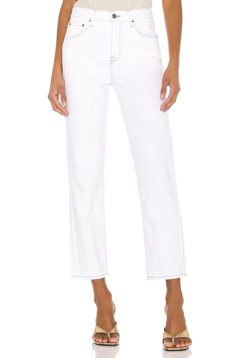 GRLFRND Helena Super High Rise Straight-Leg Jeans for Women - Indy Wash Distressed Denim - Size 25 - Perfect for Casual Outfits, Date Nights & Street Style Fashion