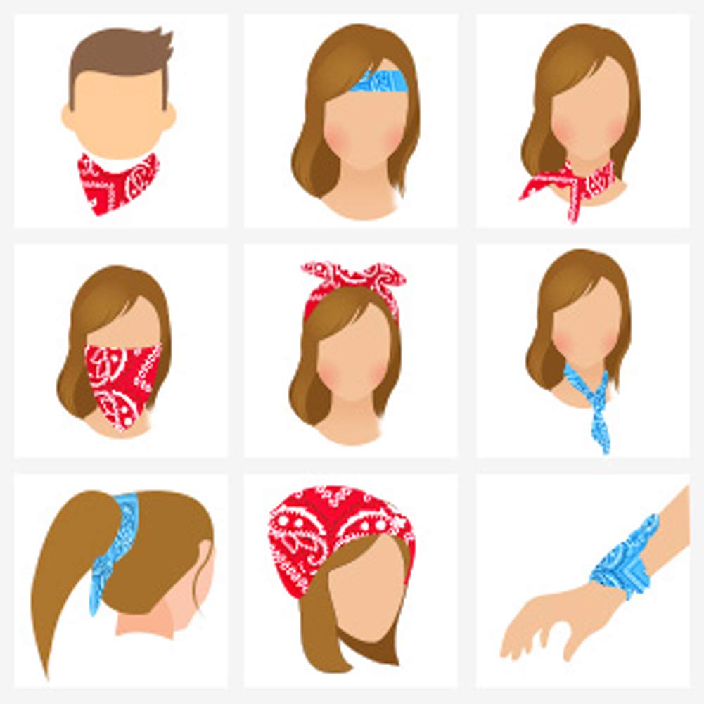 100% Combed Cotton Bandanas 3-Pack - Unisex Multi-Functional Headbands & Scarves for Men & Women - Perfect for Outdoor Activities, Sports, Fashion & Sun Protection