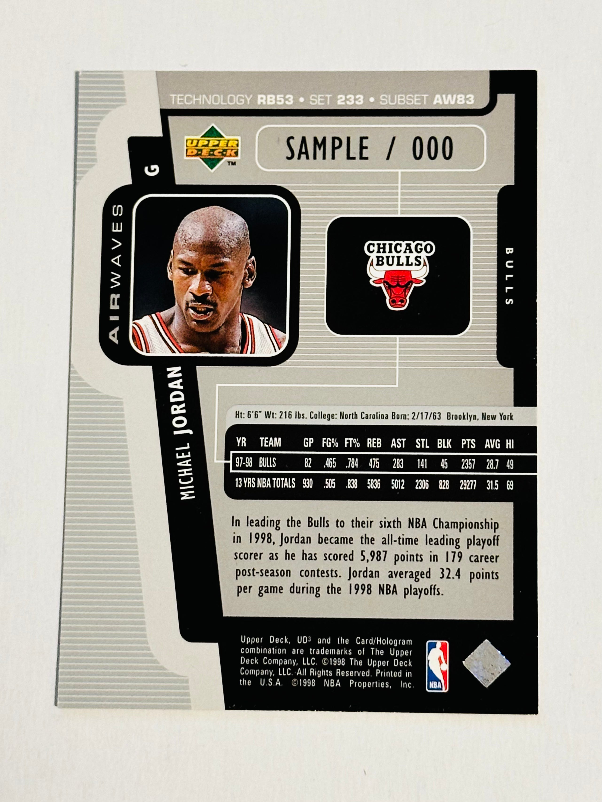 1998 Michael Jordan UD3 Upper Deck Rare Sample #000 High Grade Foil Basketball Card - Perfect for Collectors, Investors & Sports Memorabilia Enthusiasts