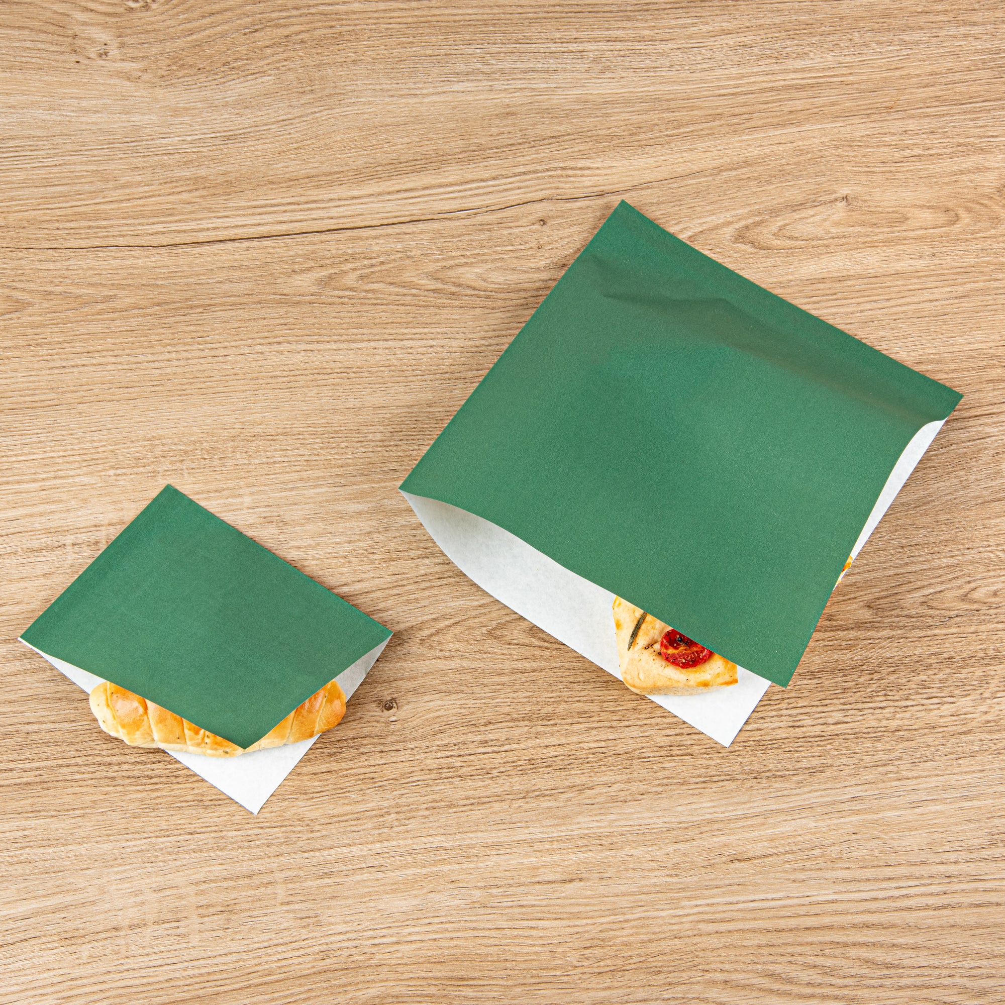Eco-Friendly Forest Green Greaseproof Paper Bags - 6.25