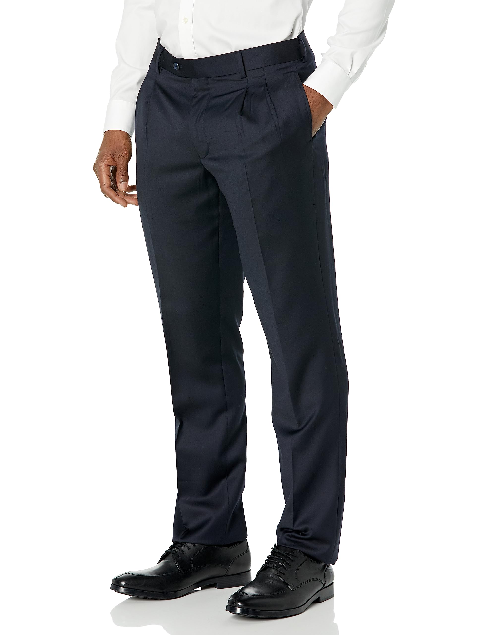 Premium Men's High-Twist Wool Suit Pants - Double Reverse Pleats for Formal & Business Wear - Office, Weddings & Special Occasions