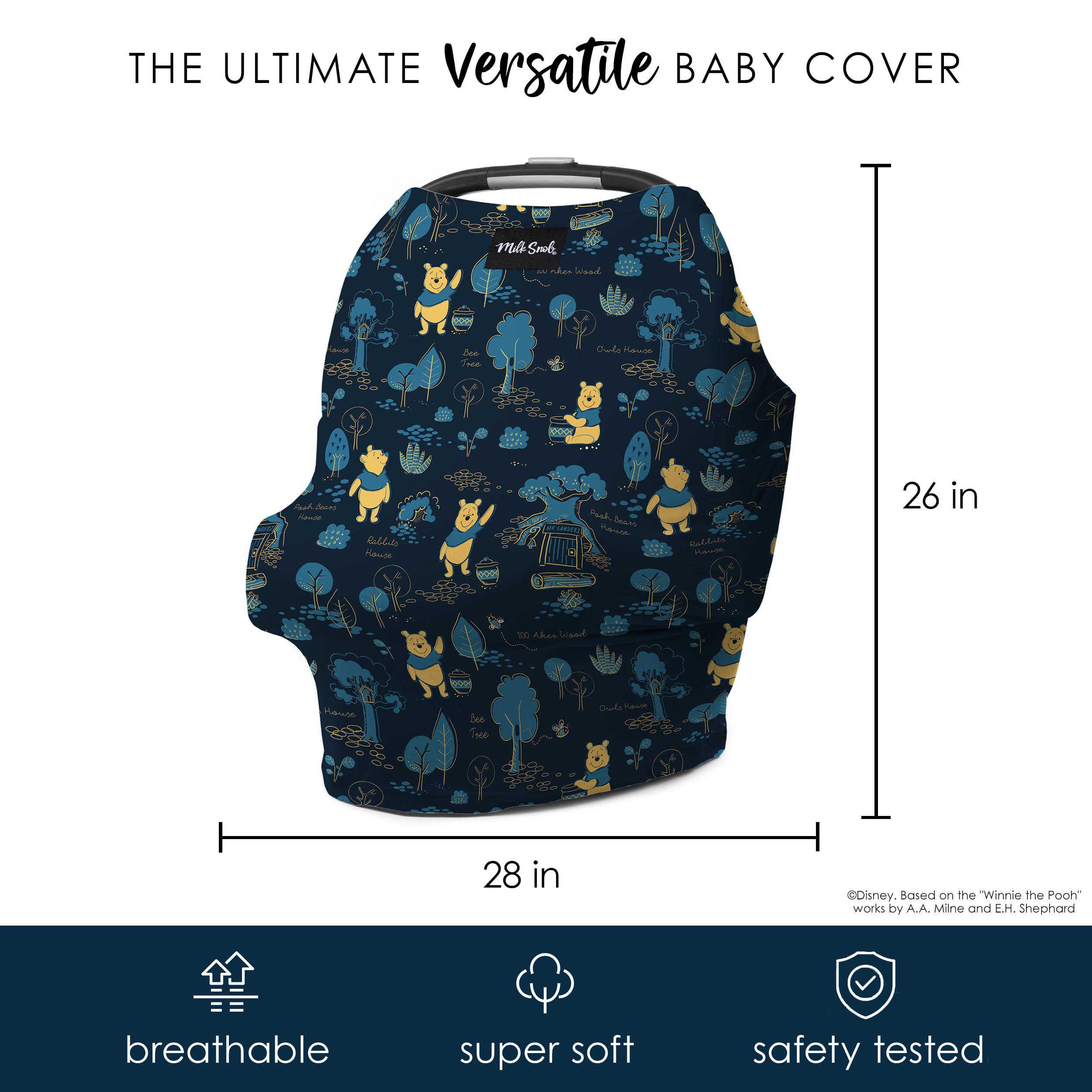 Milk Snob Original Disney Winnie The Pooh 5-in-1 Nursing Cover - Baby Car Seat Cover, Stroller Canopy, High Chair Cover, Shopping Cart Cover & Breastfeeding Privacy Cover | Newborn Essentials for Nursing Moms | Perfect for Travel, Shopping & Outdoor Activities