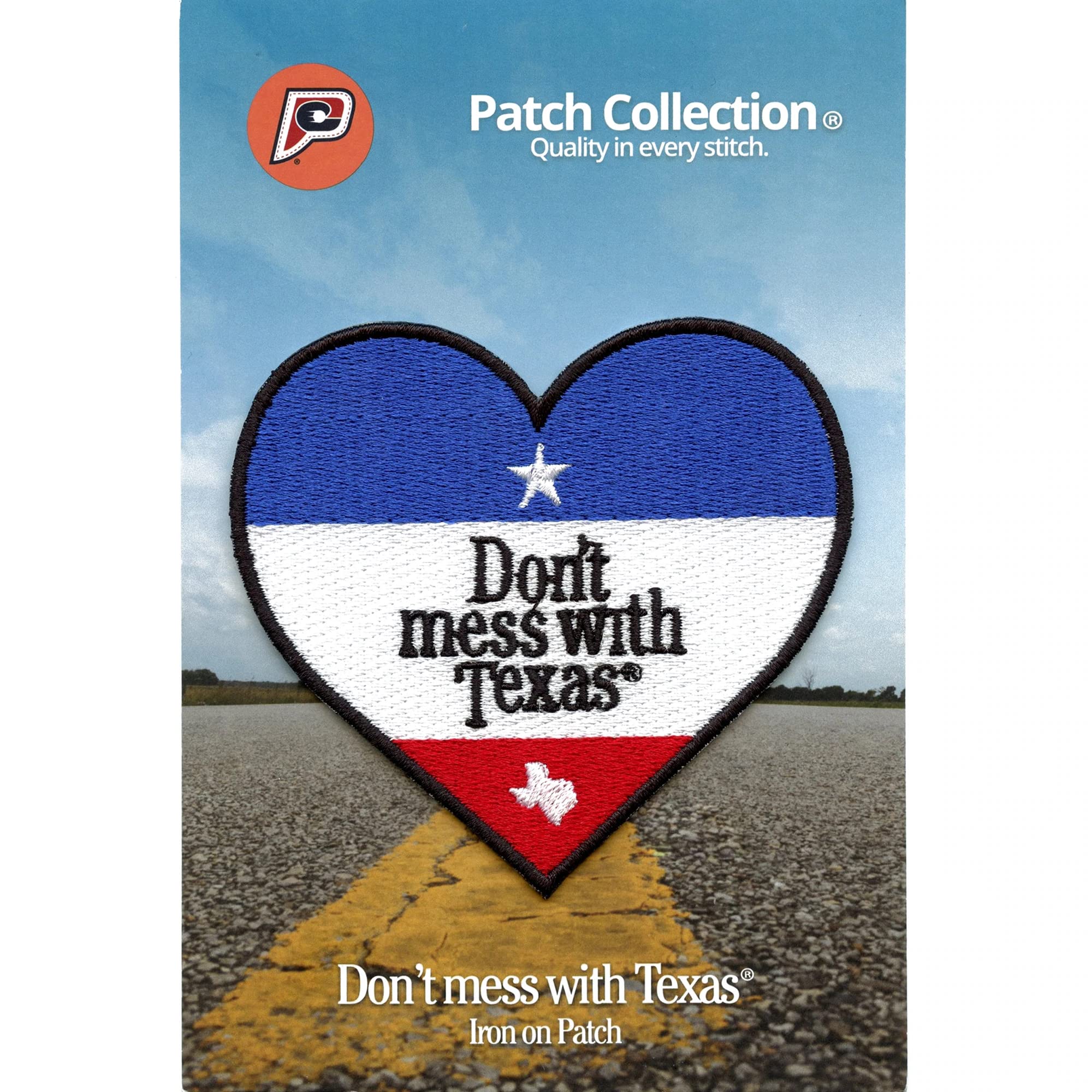 Texas Heart Shape Embroidered Iron On Patch - Don't Mess with Texas Design - Perfect for Jackets, Hats, Bags & DIY Crafts