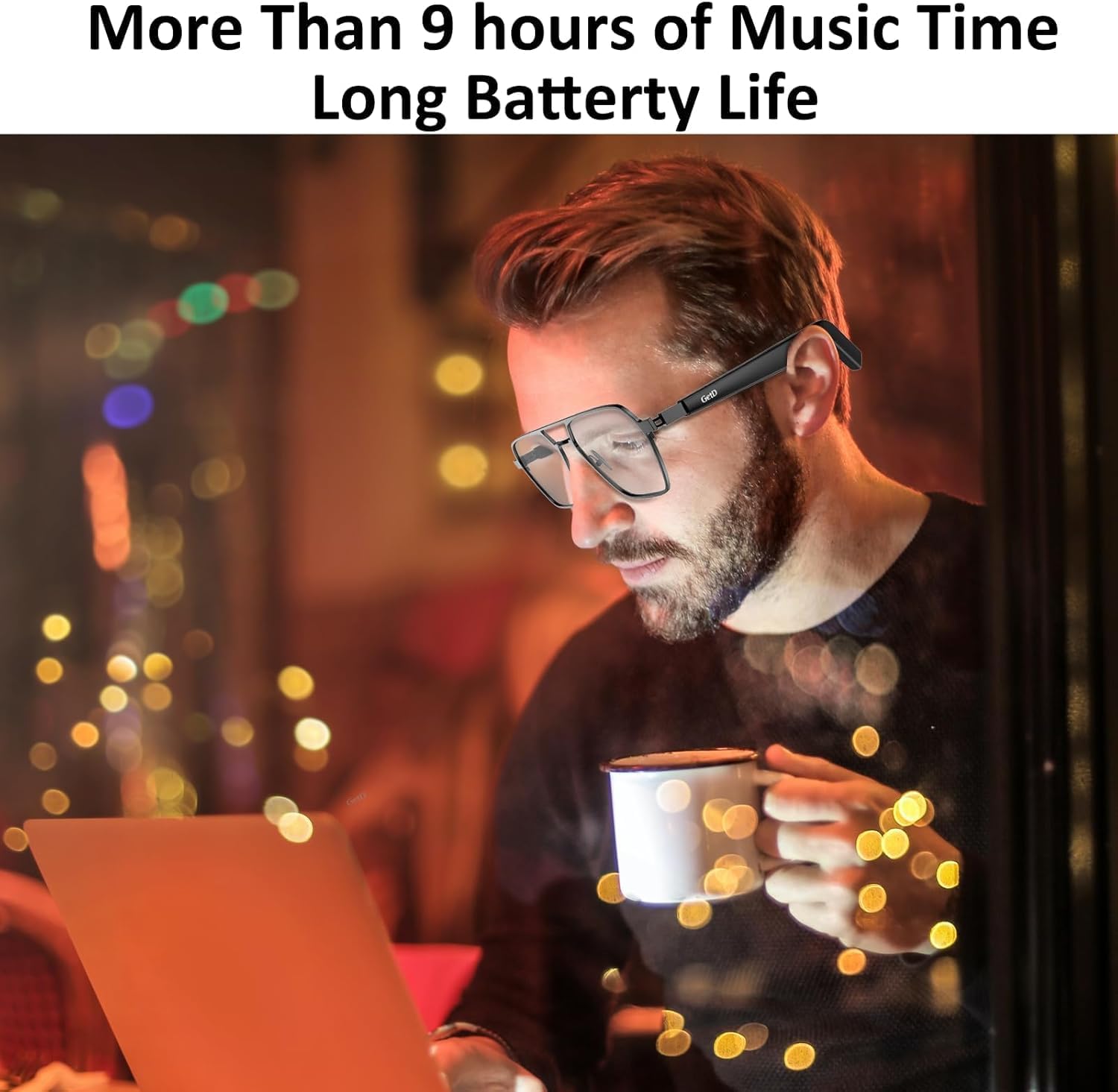 Smart Glasses with Wireless Bluetooth, 11H Battery Life, Anti-Blue Light & UV Protection - Voice Control Smart Eyewear with Built-in Mic & Speakers for Gaming, Meetings, Work & Outdoor Activities