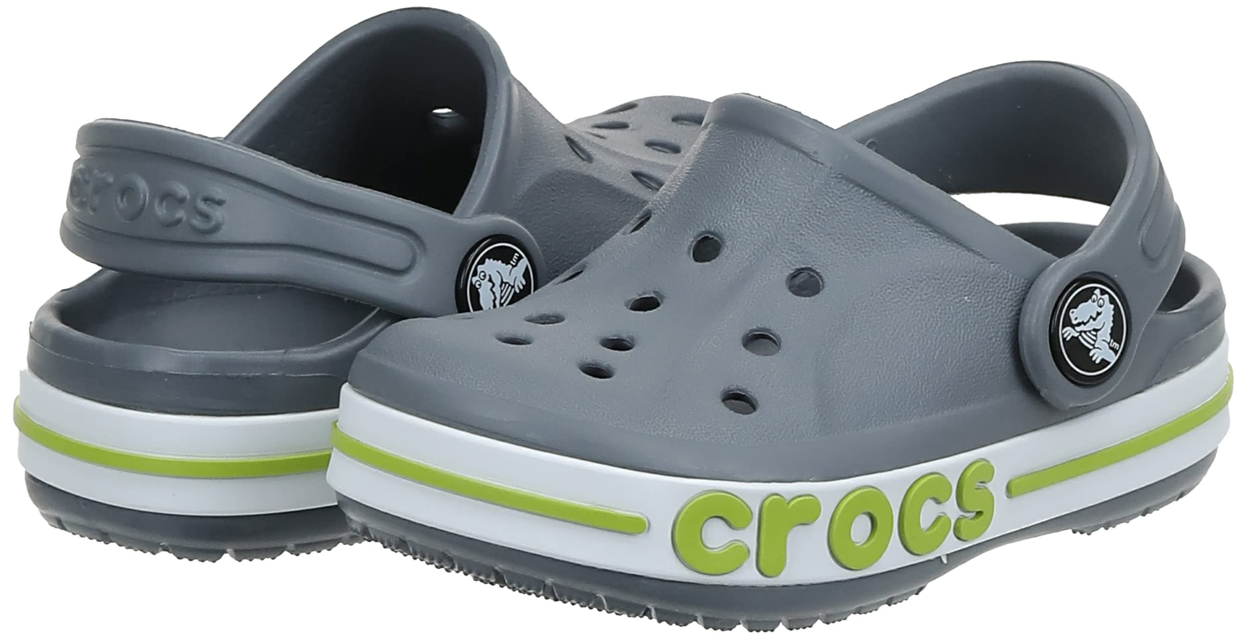 Crocs Bayaband Clog Shoes for Men & Women - Comfortable Slip-On Waterproof Clogs - Charcoal/Volt Green - Size M11 - Perfect for Beach, Pool, Garden & Indoor Wear