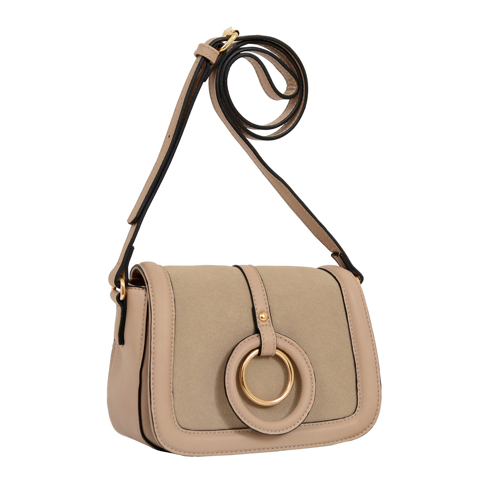 Stylish Mellow World Women's Two-Tone Crossbody Bag with Circular Pendant - Perfect for Work, Travel & Everyday Use