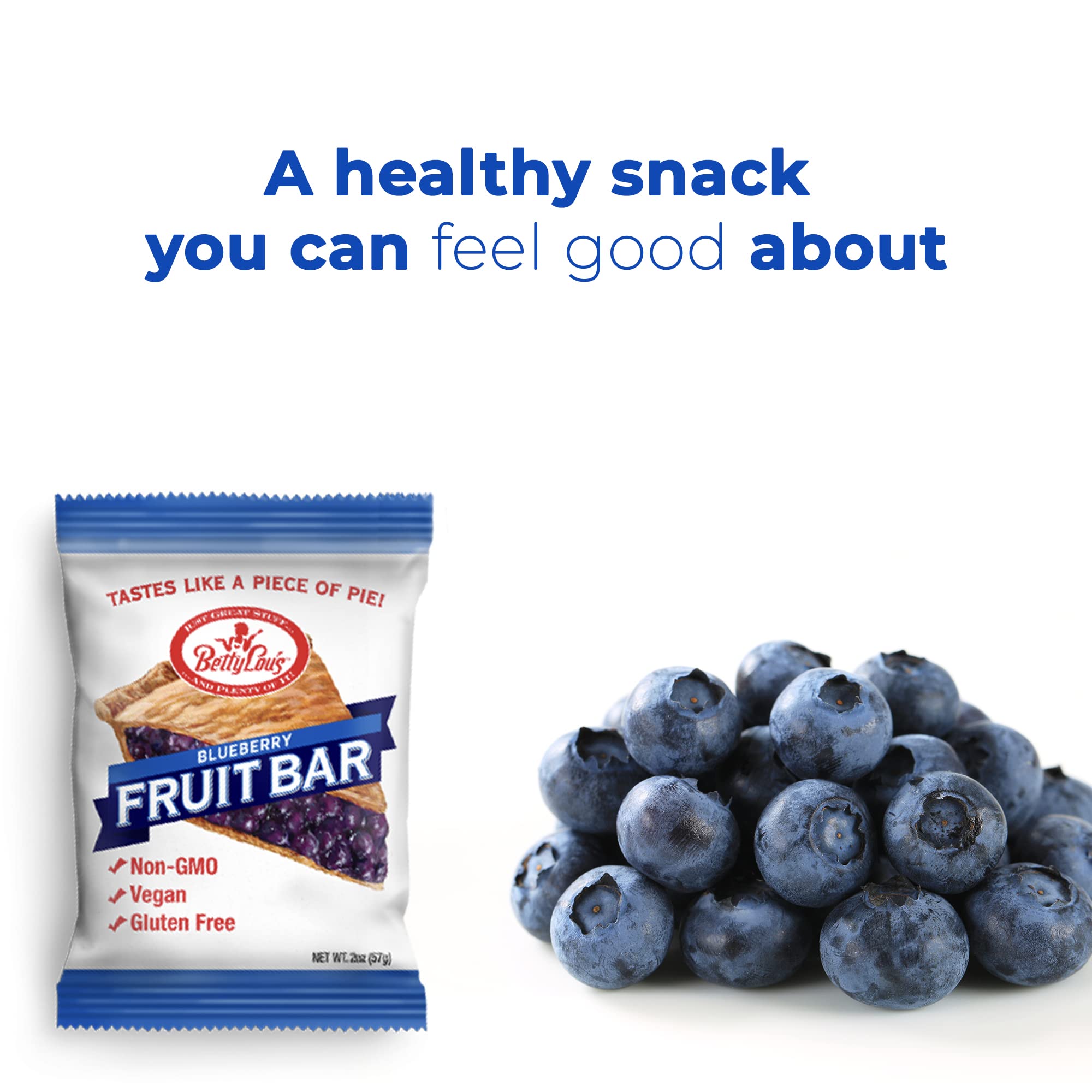 Betty Lou's Gluten Free Vegan Non GMO Fruit Bars Bundle - Blueberry & Cherry Flavors, 2 oz Each (24 Pack) | Healthy Snacks for On-the-Go, Lunch Boxes, Hiking & Office Breaks
