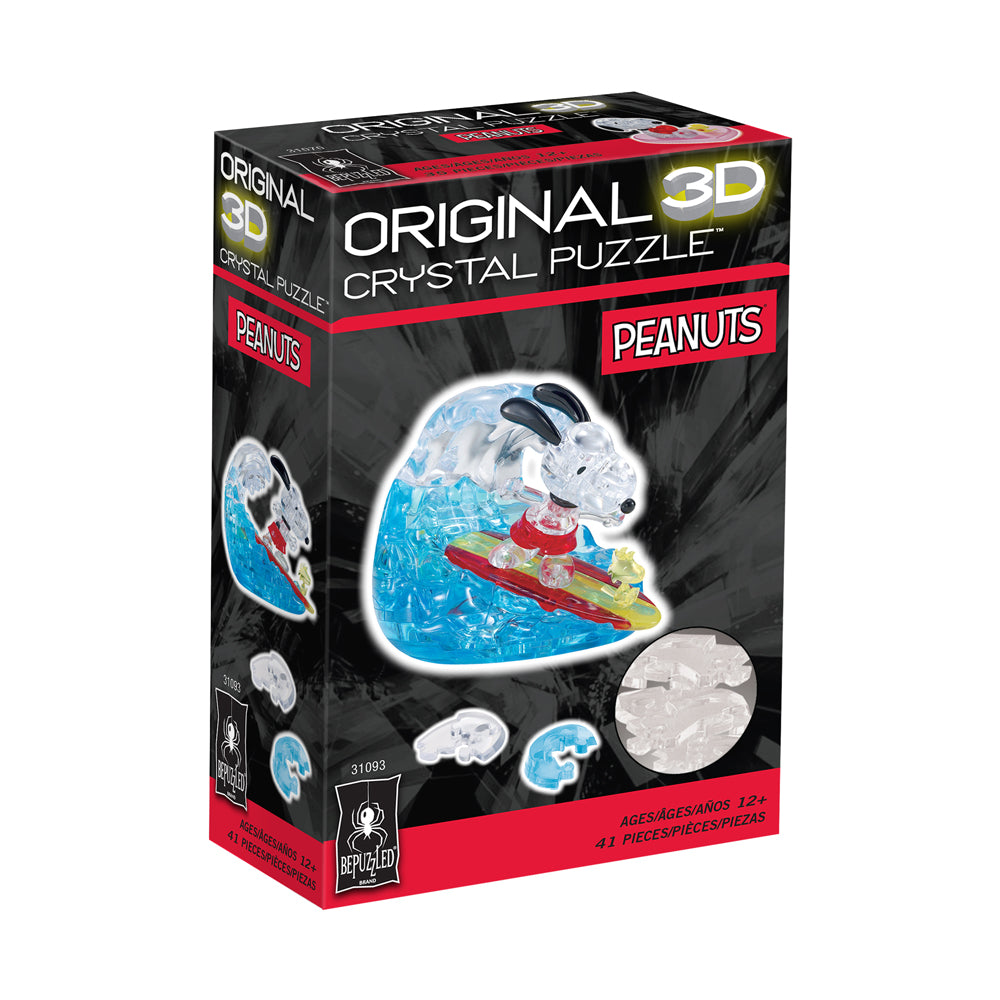 BePuzzled Peanuts Snoopy Surf 3D Crystal Puzzle - 41 Piece Brain Teaser for Adults & Teens | Fun Family Game Night Activity & Creative Home Decor