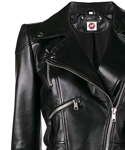 Medusa Black Peplum Genuine Leather Jacket for Women - Stylish Plus Size Designer Outerwear for Casual Wear, Night Out & Fall Fashion