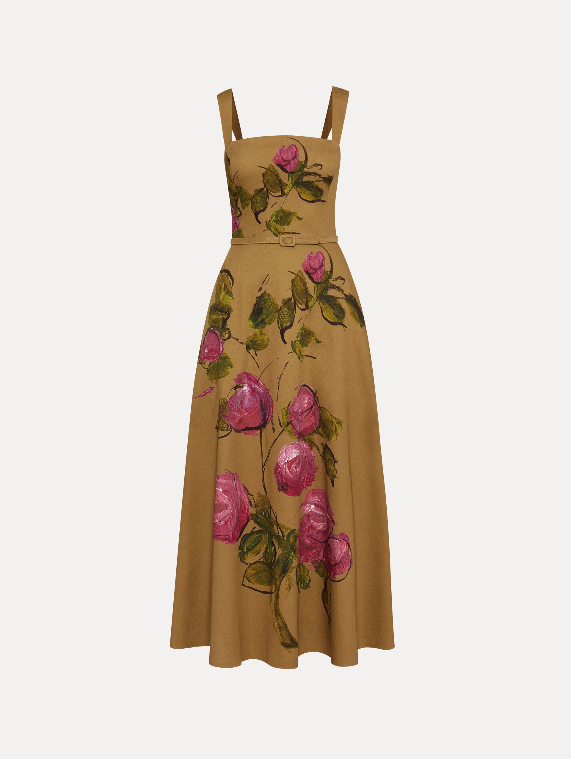 Painted Roses Cotton Twill Dress - Floral Print Summer Dress for Women, Perfect for Garden Parties & Date Nights