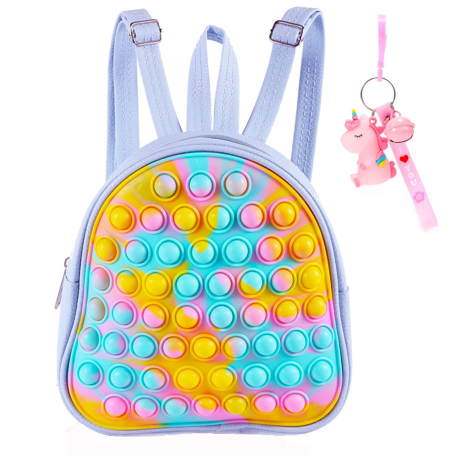 Unicorn Pop Fidget Backpack for Girls - Stress Relief Sensory Toy with Keychain | Bubble Popper Purse for School, Travel & Anxiety Relief