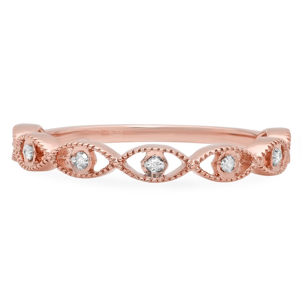 0.05 Cttw 14K Solid Gold Round White Diamond Women's Anniversary Wedding Stackable Band Ring - Elegant Gift for Her, Perfect for Engagements, Anniversaries & Special Occasions