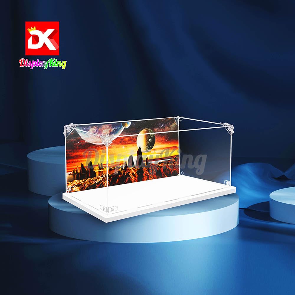 Premium Acrylic Display Case for LEGO Luke Skywalker's Landspeeder 75341 - Protective Showcase for Star Wars Collectibles (Lego Set Not Included) with Themed Background - Perfect for Home Decoration, Office Display & Gift Giving (US Stock)