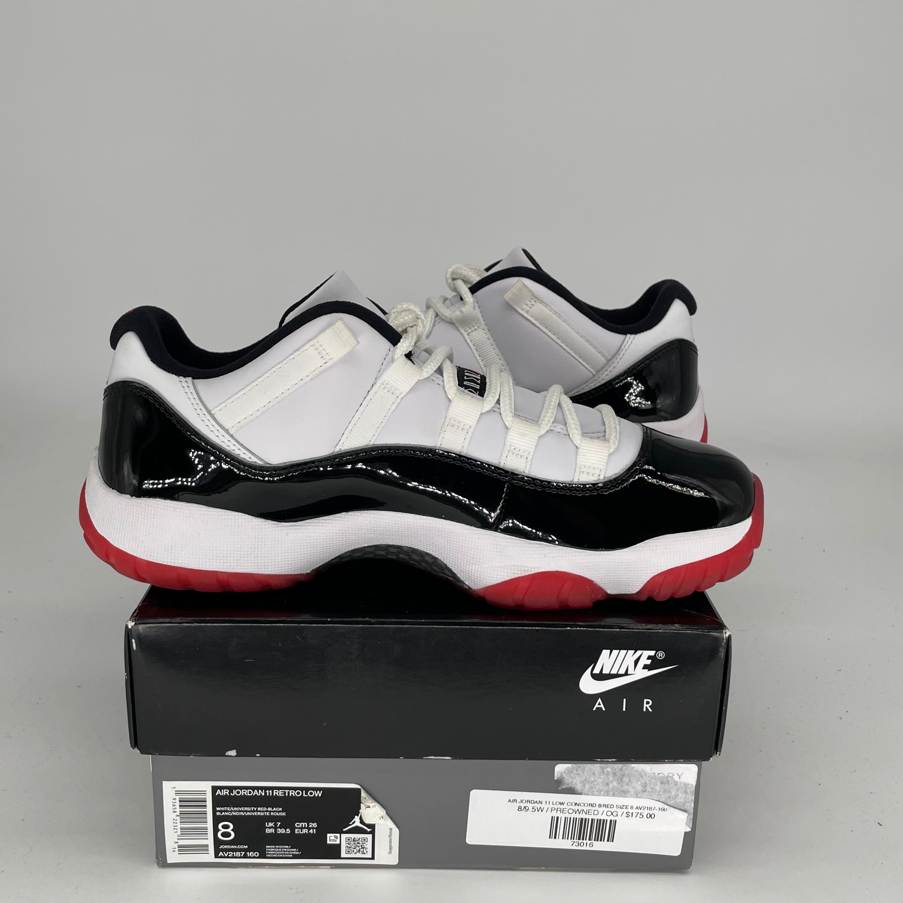 **Air Jordan 11 Low Concord Bred Men's Basketball Shoes - Size 8 (AV2187-160) - Perfect for Casual Wear & Court Performance**