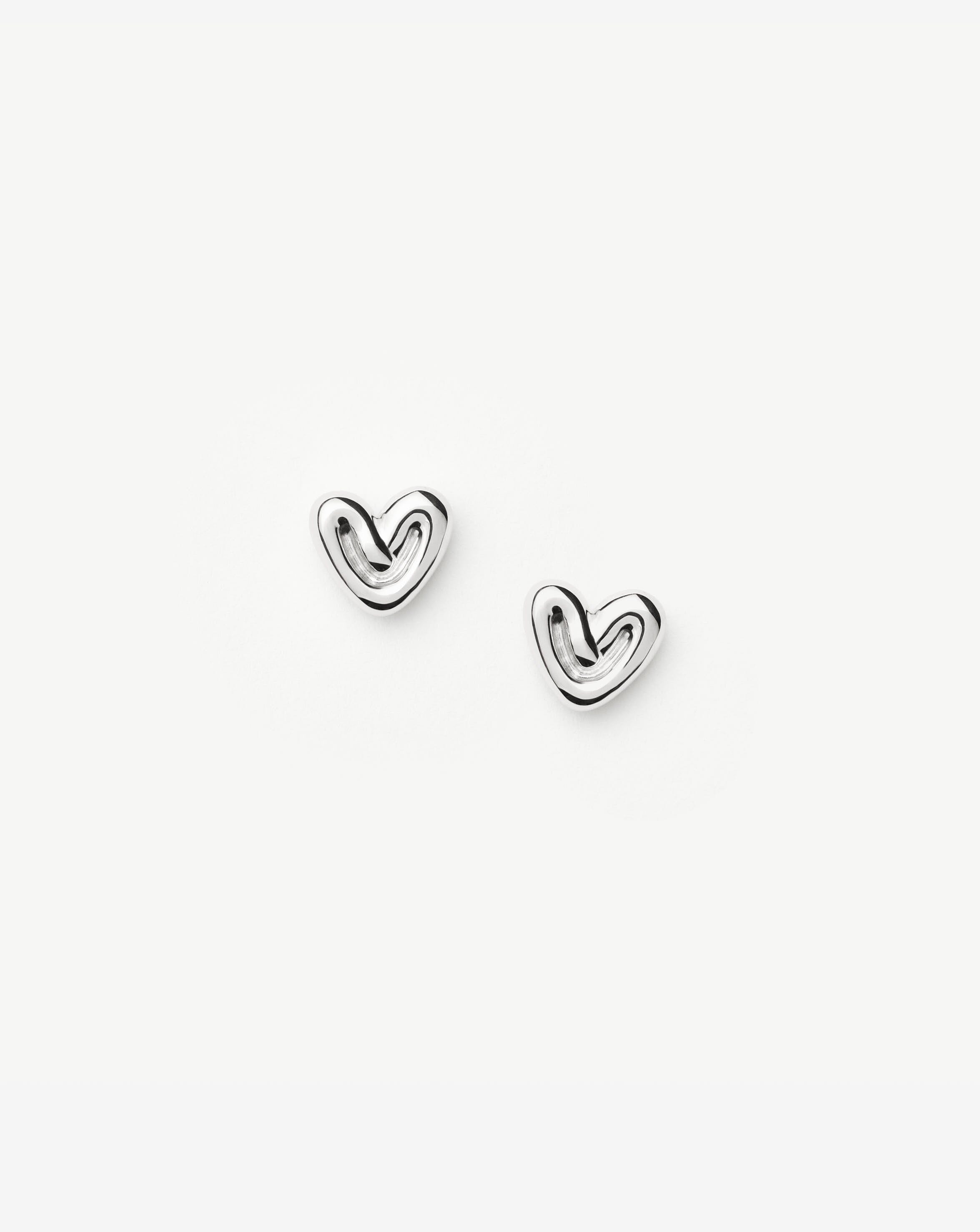 Puffy Heart Mini Stud Earrings for Women - 925 Sterling Silver Hypoallergenic Jewelry - Perfect for Valentine's Day, Anniversary & Everyday Wear