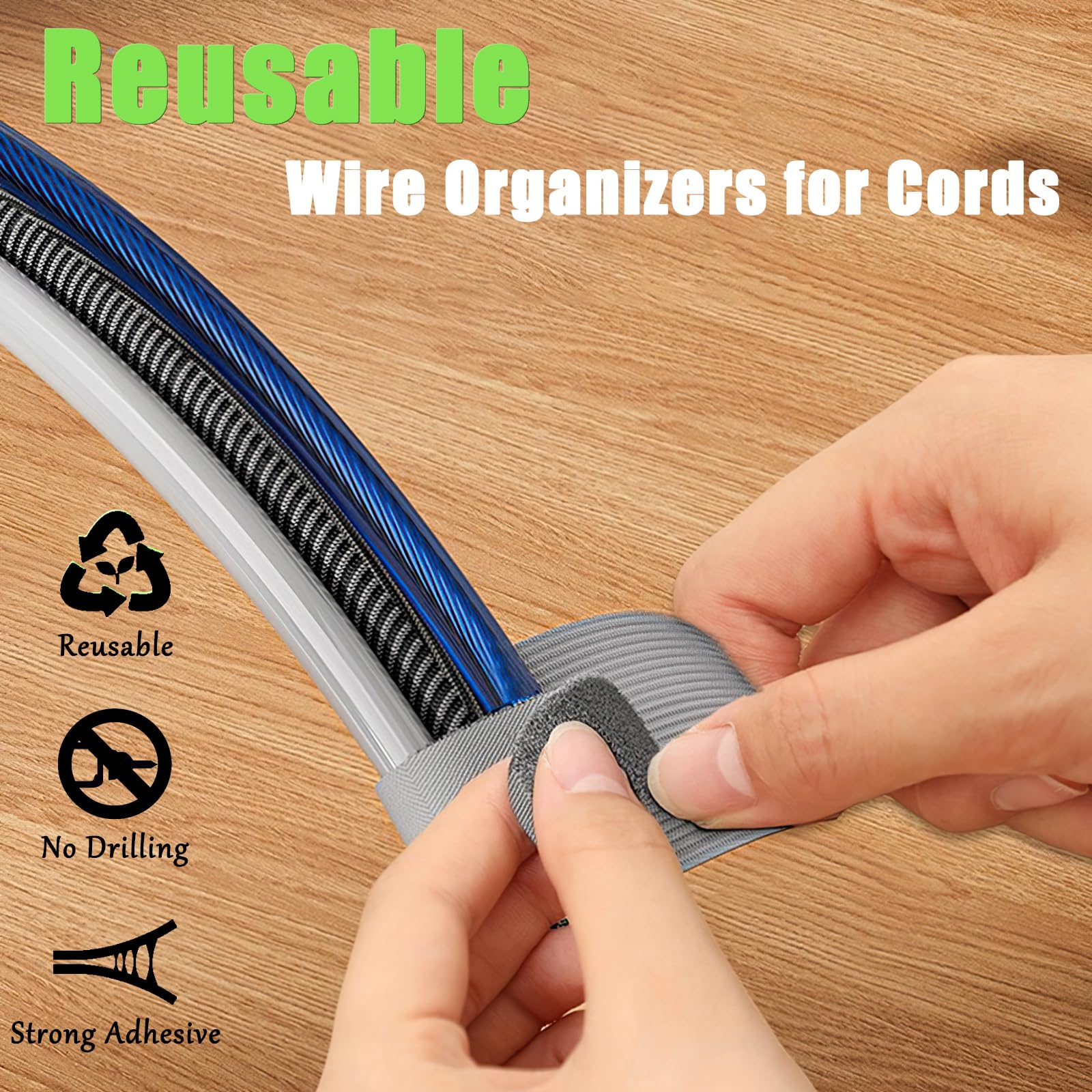 80PCS Reusable Hook and Loop Cable Straps - Self Adhesive Cable Ties for Under Desk Wire Management - Adjustable Cord Organizers for Home Office, Computer, TV & Electronics (White) - Perfect for Desk Cable Organization and Neat Workspace Setup