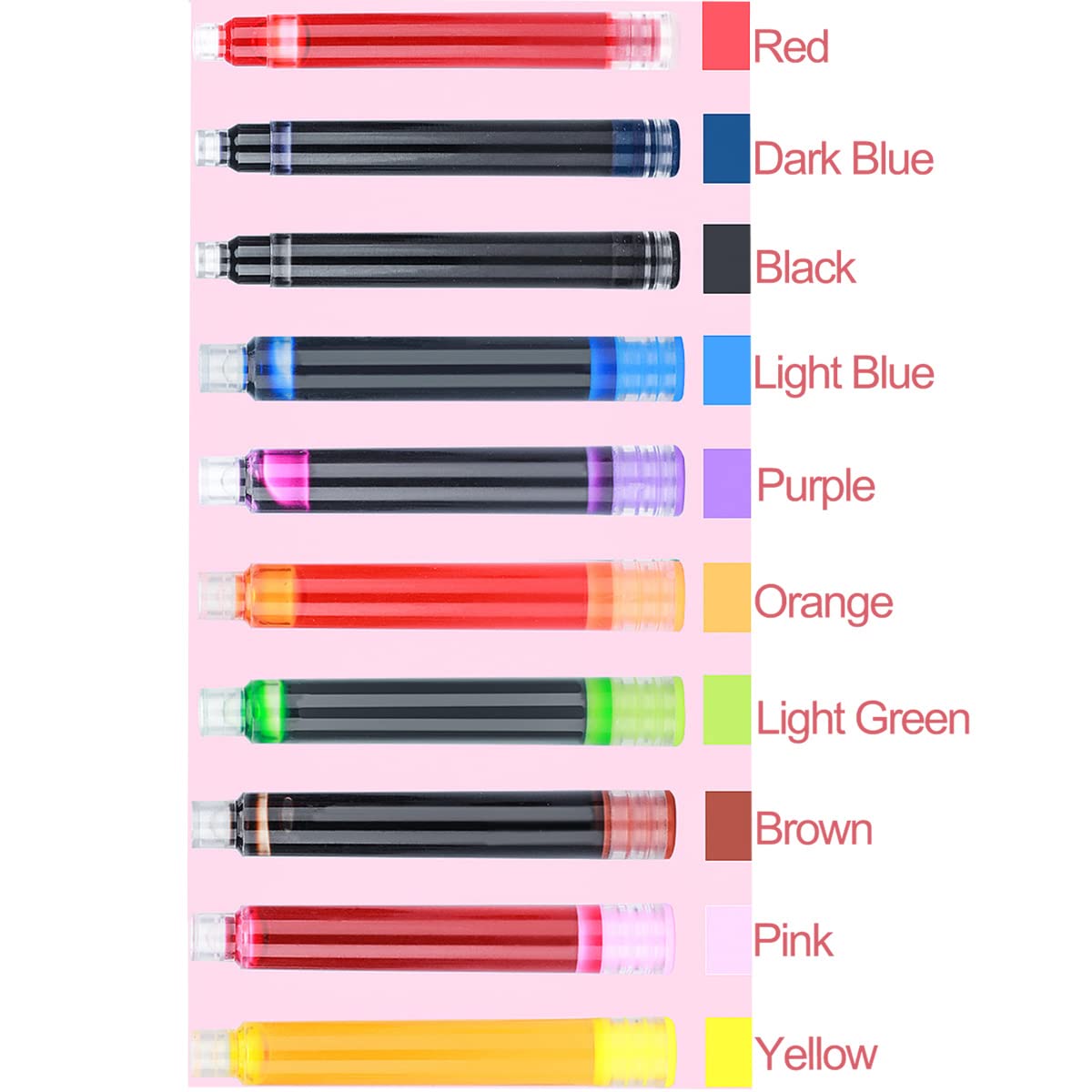 35 PCS Fountain Pen Ink Cartridges - 3.4mm Bore Diameter Calligraphy Pen Refills in Light Blue | Perfect for Handwriting, Journaling & Artistic Lettering