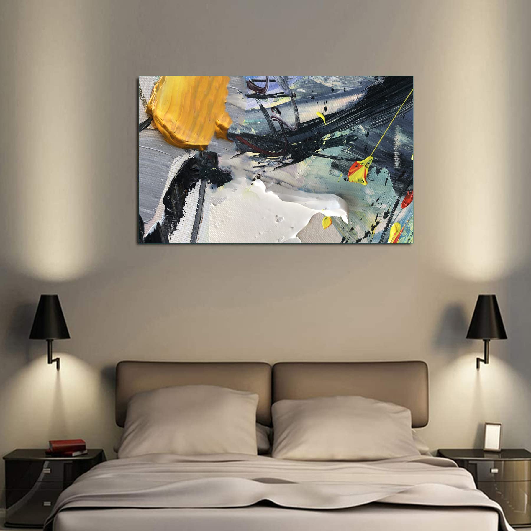 Hand-Painted Original Abstract Oil Painting - 96x48 Inch Large Wall Art for Living Room, Modern Textured Canvas Artwork, Unique Hannukah Gift Idea | Perfect for Home Decor, Office Decoration & Holiday Presents