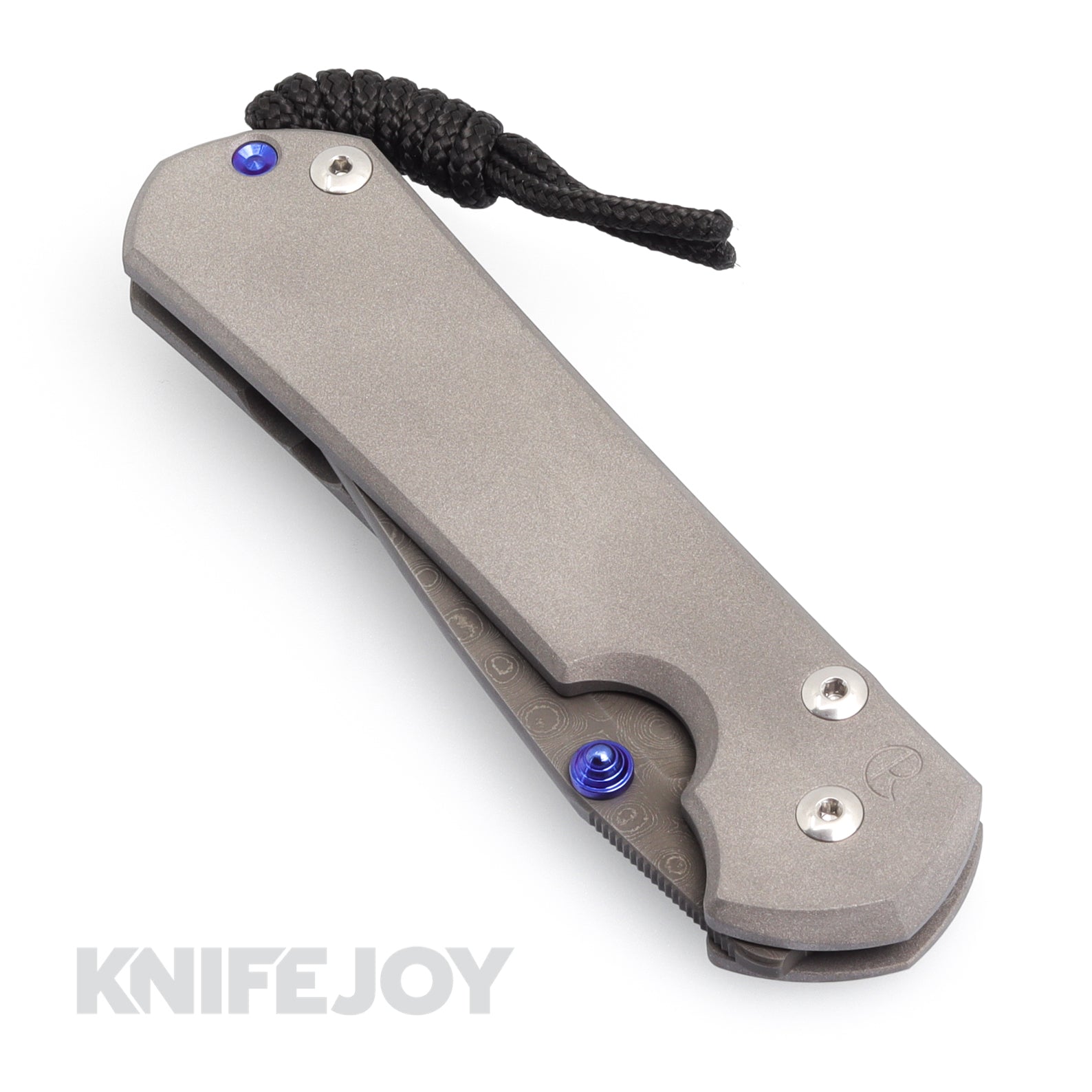 Chris Reeve Knives Large Sebenza 31 Drop Point Raindrop Damascus Blade - Left Handed Folding Knife with Double Blue Lugs & Plain Handle | EDC, Outdoor Survival, Camping, Hunting, Collecting