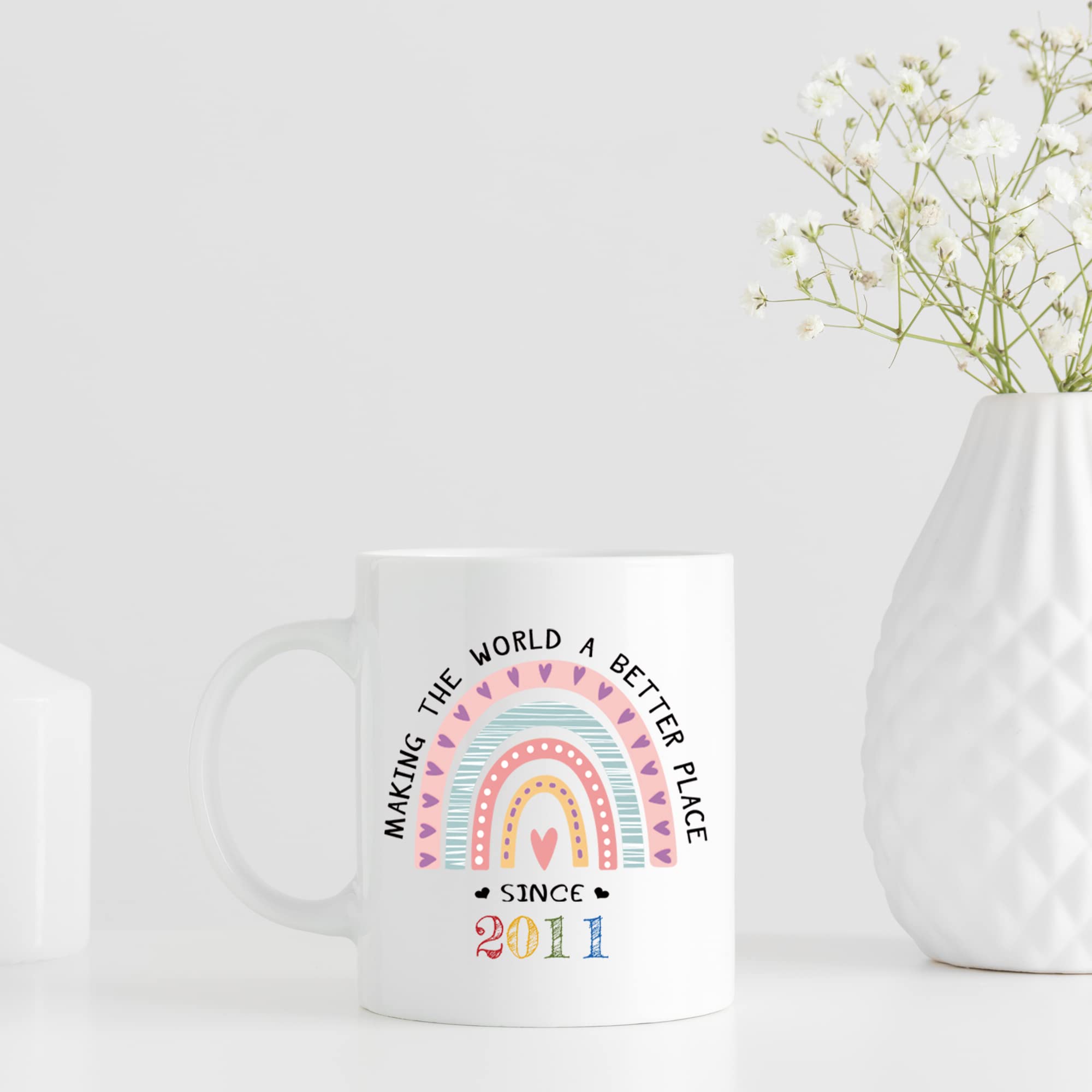 AIYAYA 11 oz Coffee Mug - Best 2011 Birthday Gift for Women, Daughter, Friend, Sister, Cousin, Granddaughter - Perfect for Coffee Lovers & Office Use