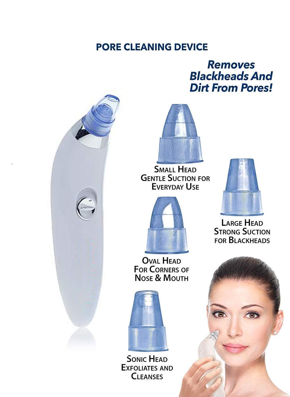Ronest 4-in-1 Blackhead & Whitehead Remover Vacuum Tool - Acne Pimple Pore Cleaner for Men & Women | Gentle Skin Care Device for Face & Nose | Perfect for Daily Cleansing & Spa Treatments