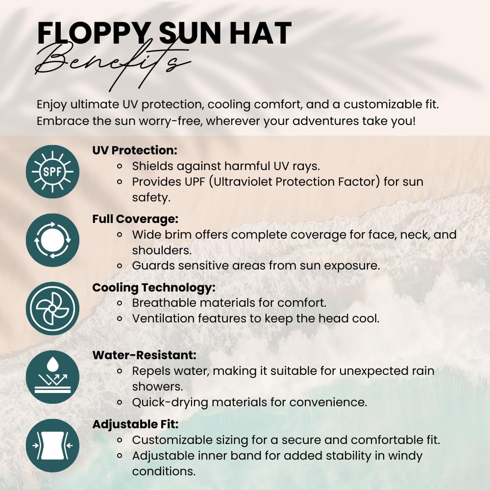 Custom Personalized Women's Beach Hat - Wide Brim Sun Hat with Adjustable Band for Bride, Bridesmaids & Bachelorette Party | Perfect Beach Wedding, Honeymoon & Vacation Accessories | UV Protection Summer Hat for Women (White)