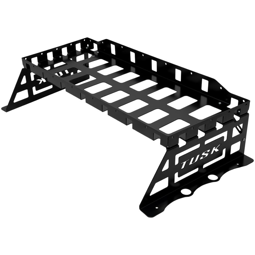 Tusk Cargo Rack - Heavy Duty Black Powder Coated Motorcycle Luggage Rack for Adventure & Off-Road Bikes - Perfect for Long Distance Touring & Off-Grid Camping