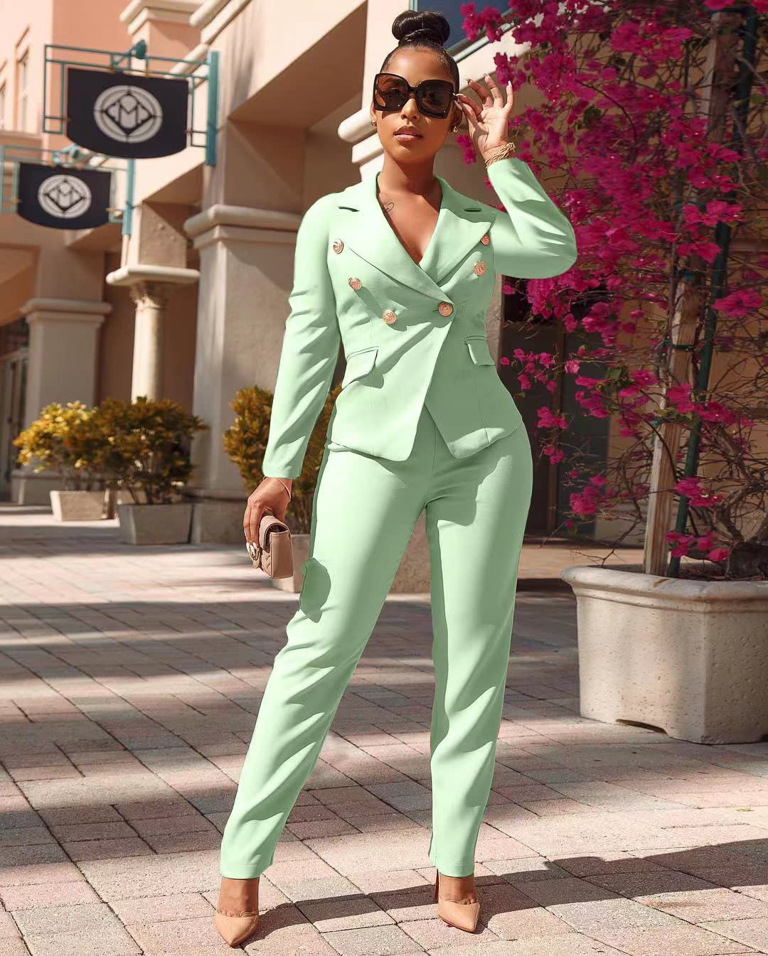 Women's 2-Piece Blazer Suit Set - Long Sleeve Blazer Jacket & Pencil Pants for Business Office Work | Professional Outfit for Meetings, Interviews & Corporate Events