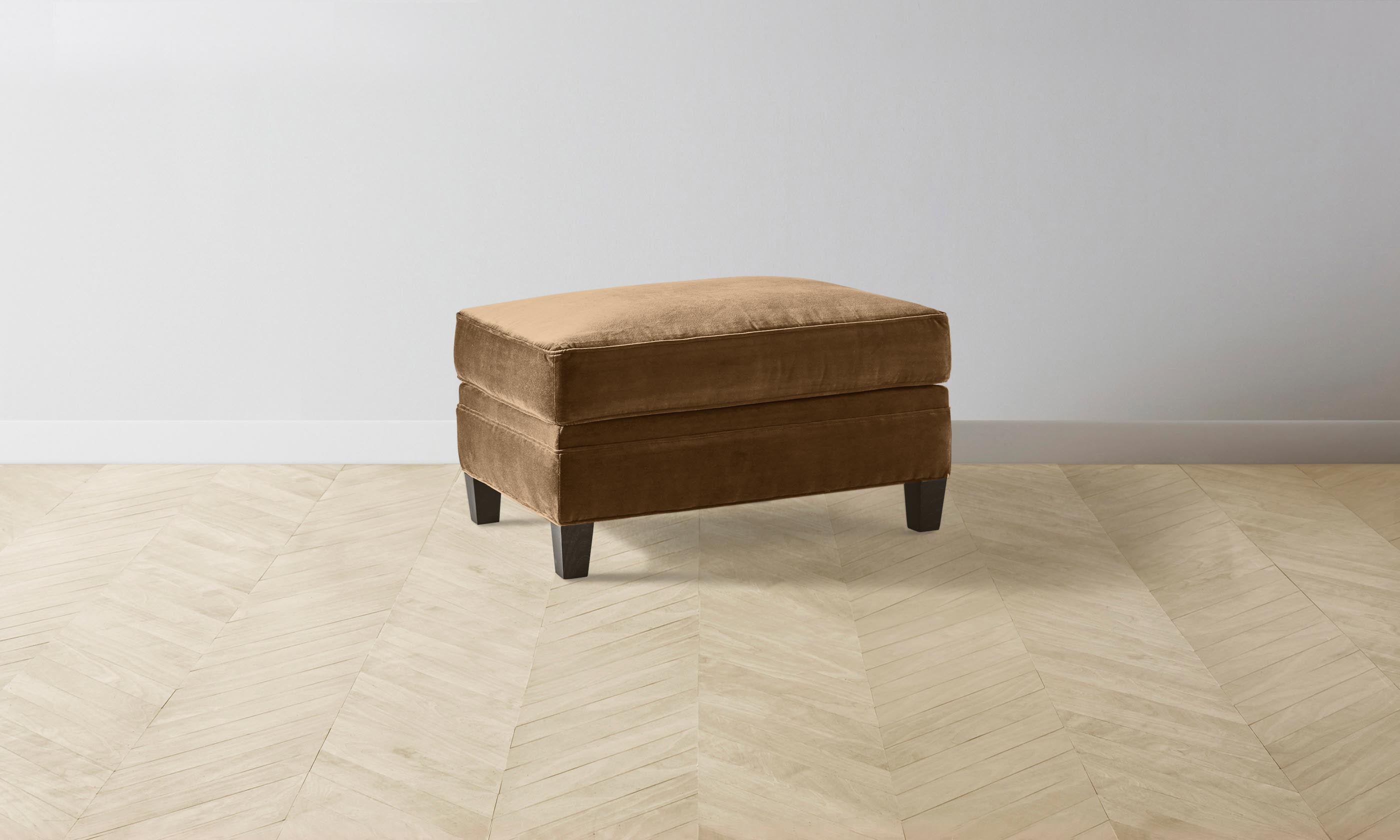 Carmine Ottoman with Performance Velvet Upholstery in Cider Color - Perfect for Living Room, Bedroom, or Home Office Seating