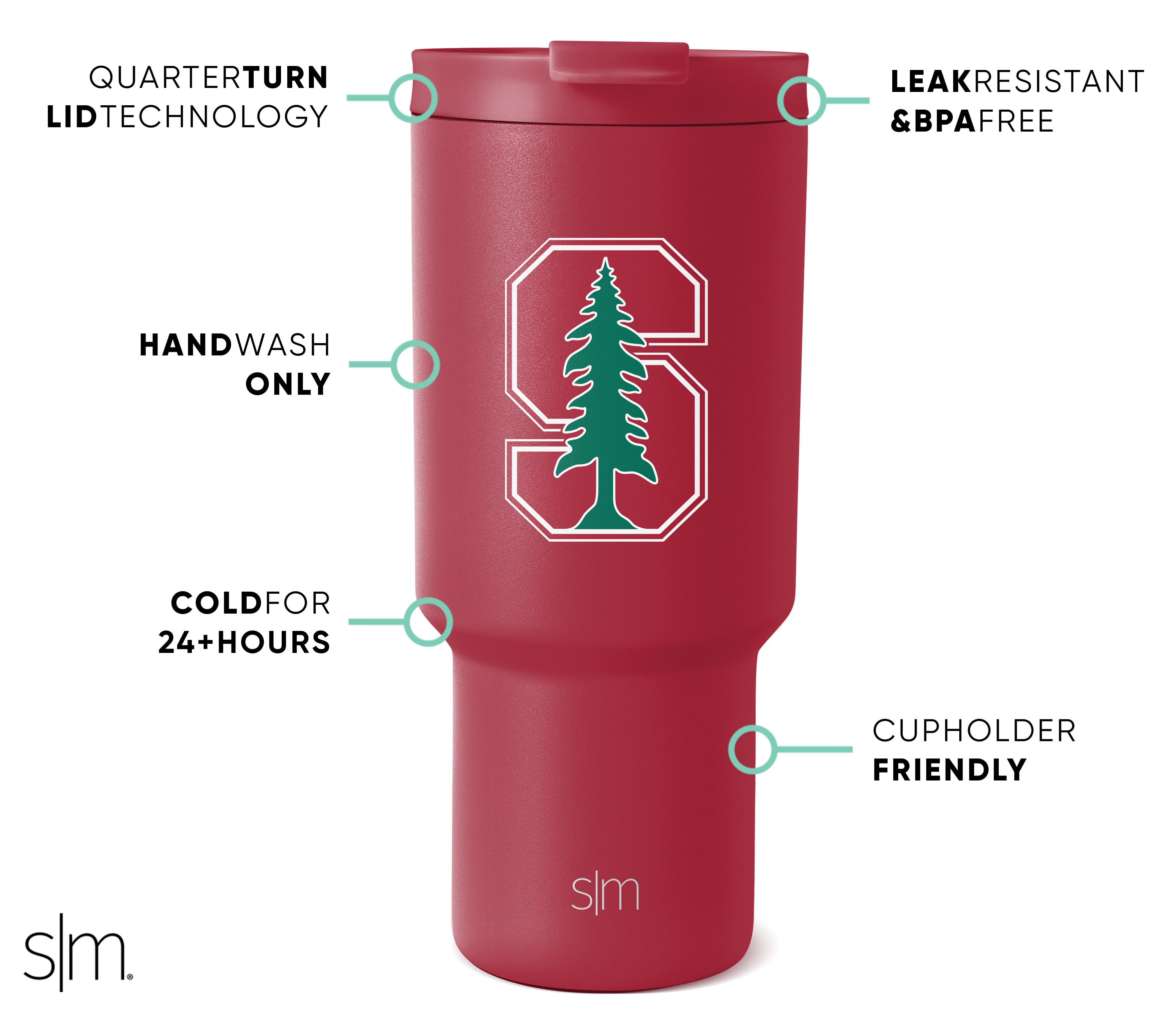 Collegiate Trek Tumbler 20oz Insulated Stainless Steel Water Bottle with Straw Lid - Leakproof Travel Mug for College Students, Hiking, Camping & Outdoor Activities
