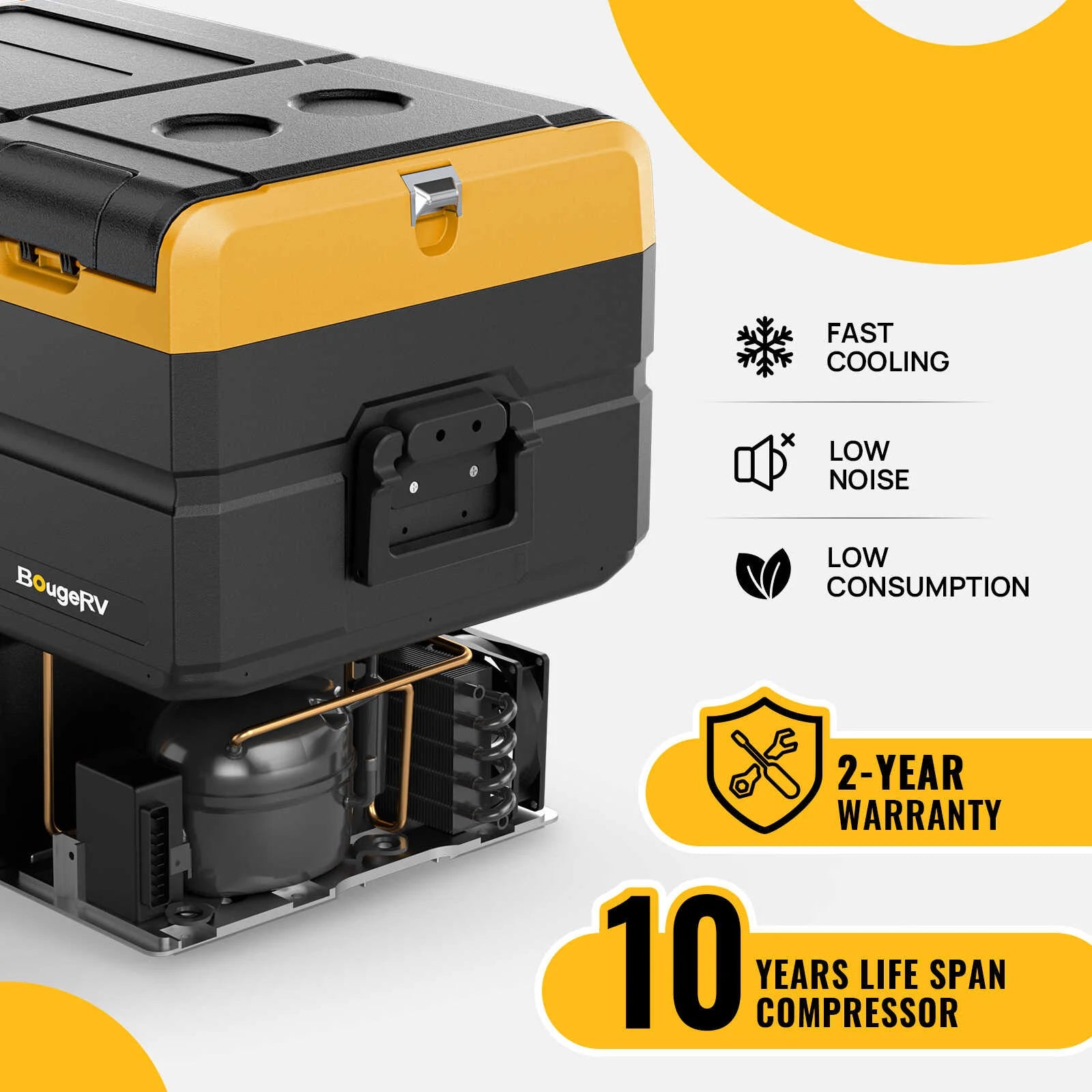 BougeRV ED35 37 Quart 12V Dual Zone Portable Car Refrigerator Freezer for Camping, Road Trips & Outdoor Adventures - Compact Car Fridge for Food & Drinks