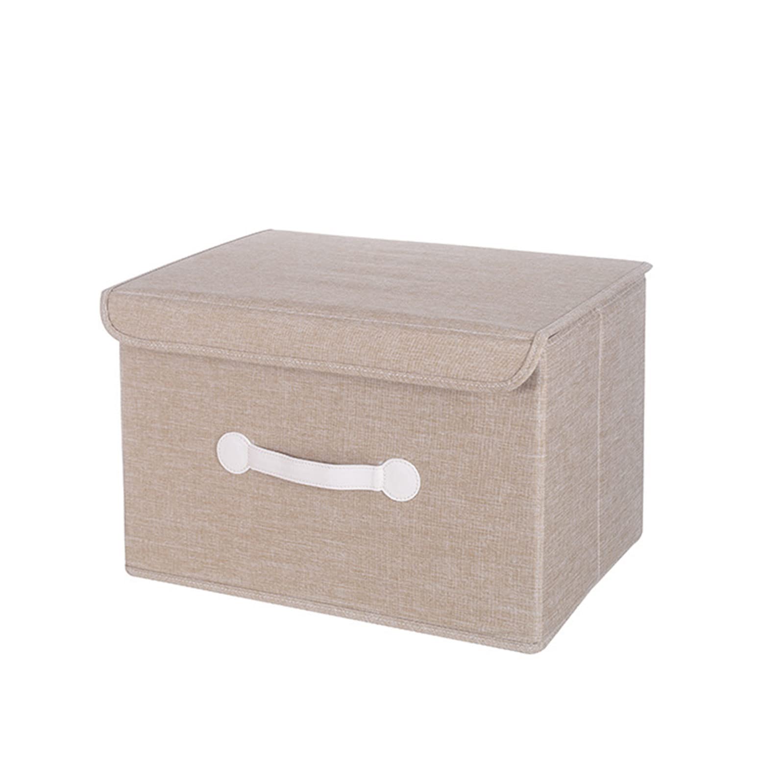 Amikadom Foldable Storage Bins with Lid & Handles - Linen Fabric Collapsible Storage Cube Organizer Basket for Closet, Nursery, Office & Home Organization - Space Saving Storage Solution