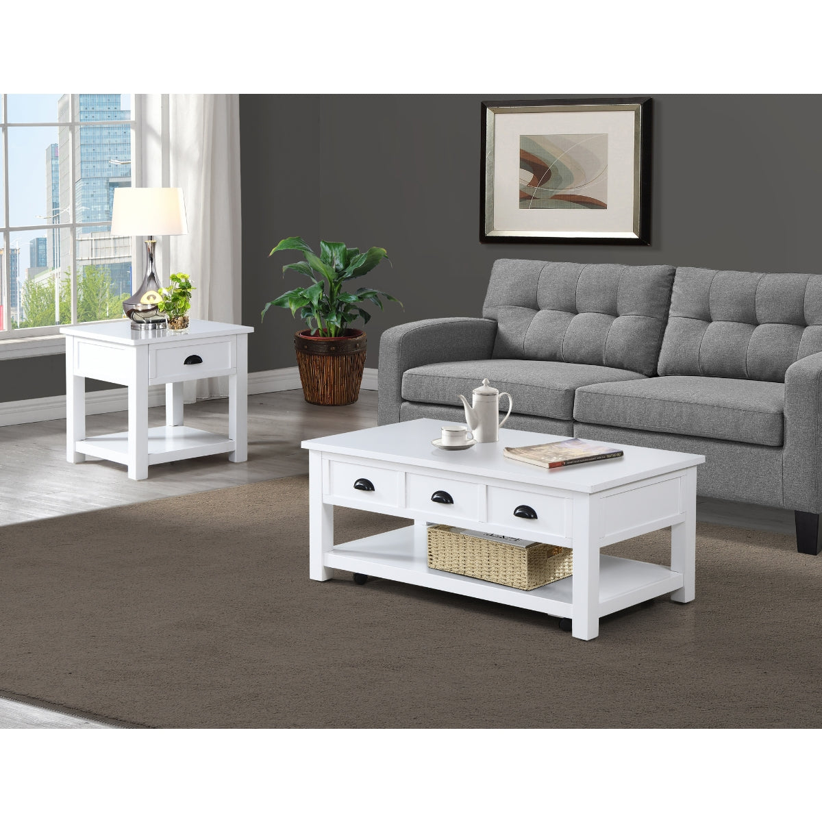Champlain Modern End Table with Functional Drawer & Lower Display Shelf - Perfect for Living Room, Bedroom, or Office Decor