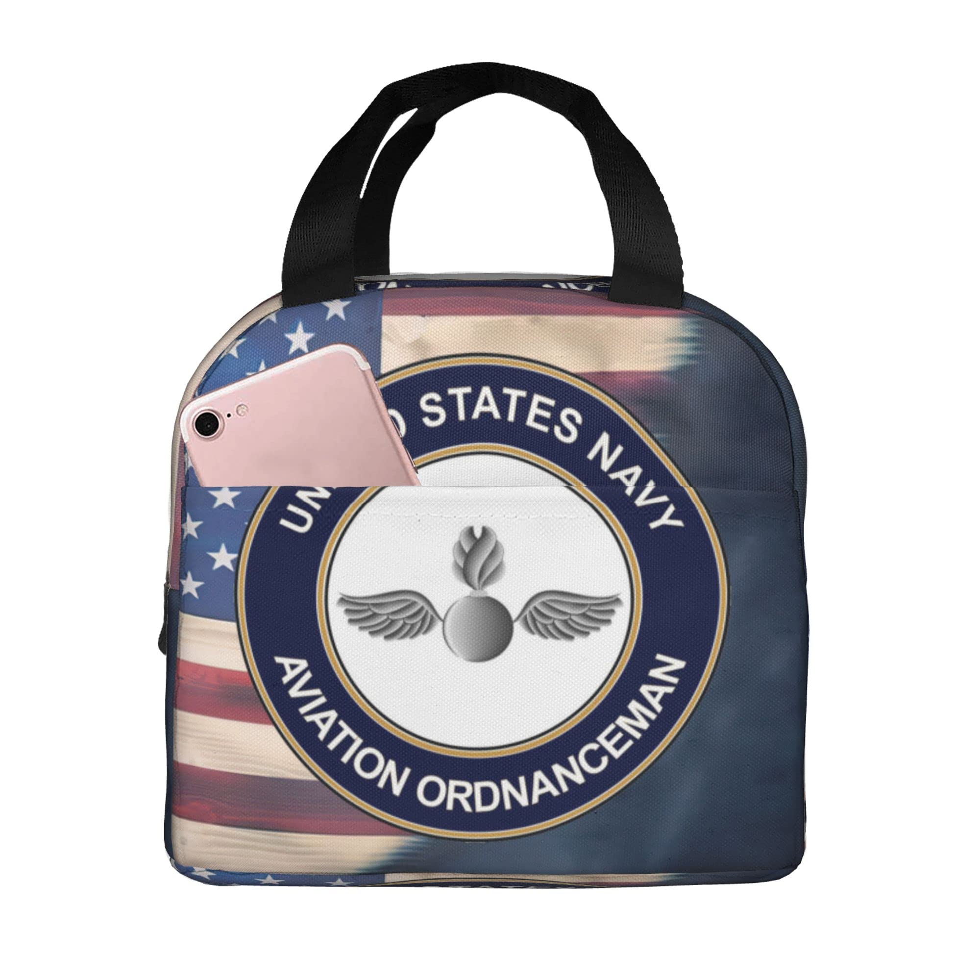 **US Navy Aviation Ordnanceman Flag Tote Bag - Insulated Lunch Box for Women & Men, Durable Lunch Container for Work, School, Picnics & Outdoor Activities**