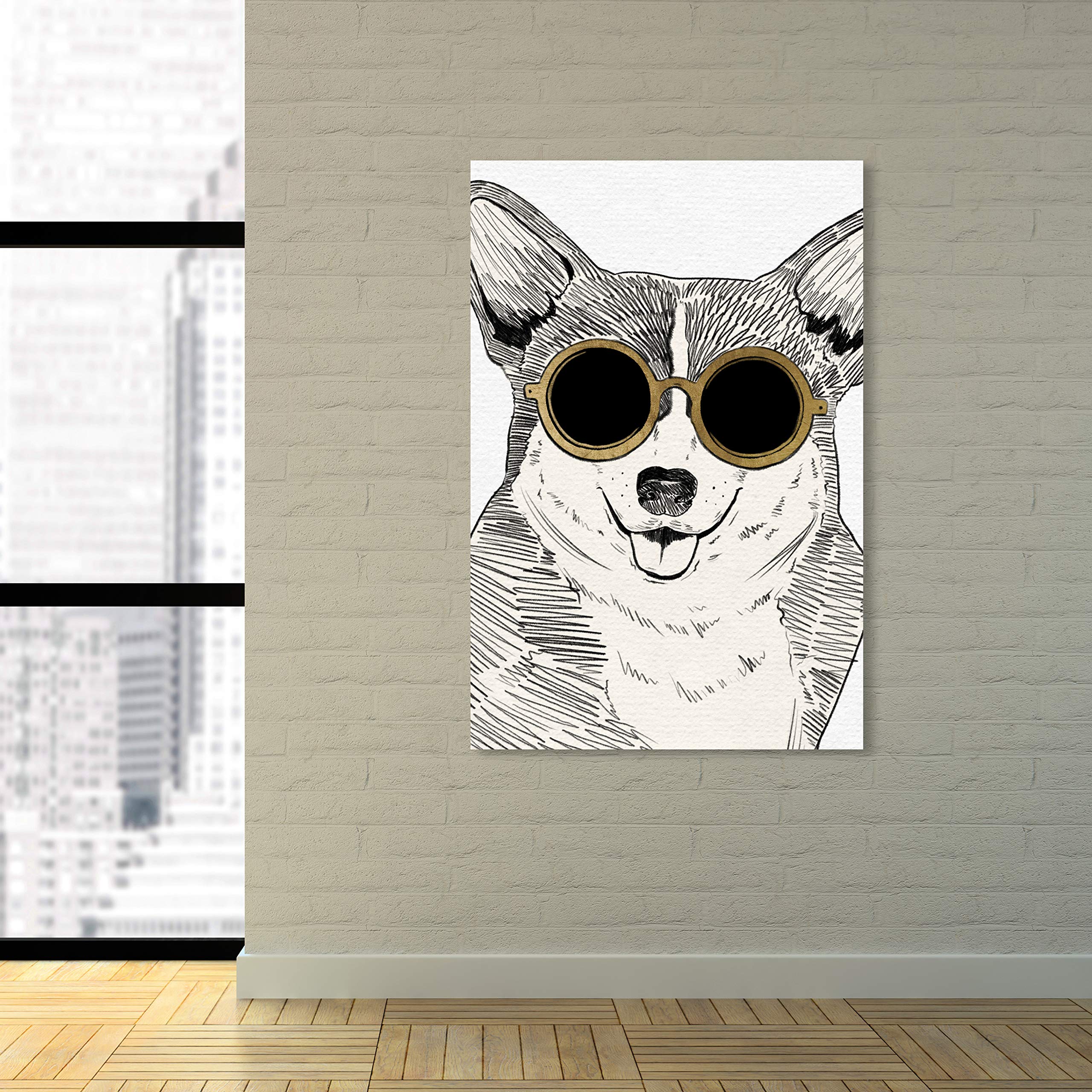 Stylish Corgi Wall Art Canvas Print - 24