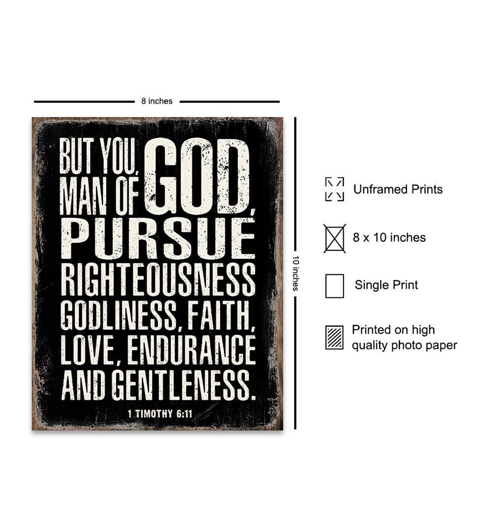 Religious Gifts for Men - Christian Wall Art with 1&2 Timothy Bible Verses - Catholic Home Decor for Faithful Living - Perfect for Prayer Rooms, Church Gifts & Christian Masculine Spaces