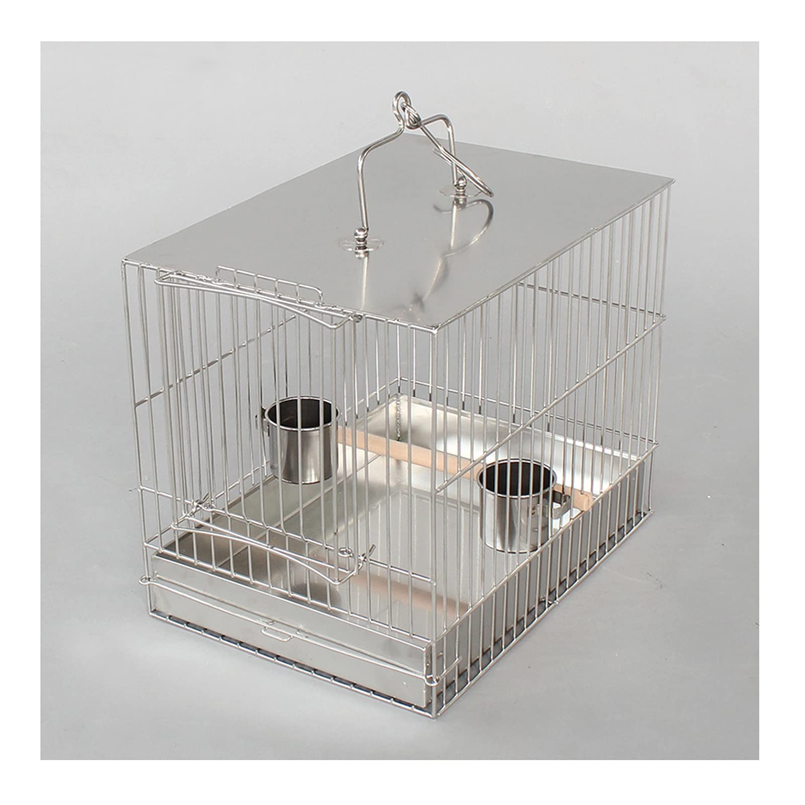 Stainless Steel Bird Cage for Parrots, Starlings & Thrushes - Large Travel Cage with Bath Box - Durable & Portable for Home, Travel & Outdoor Use