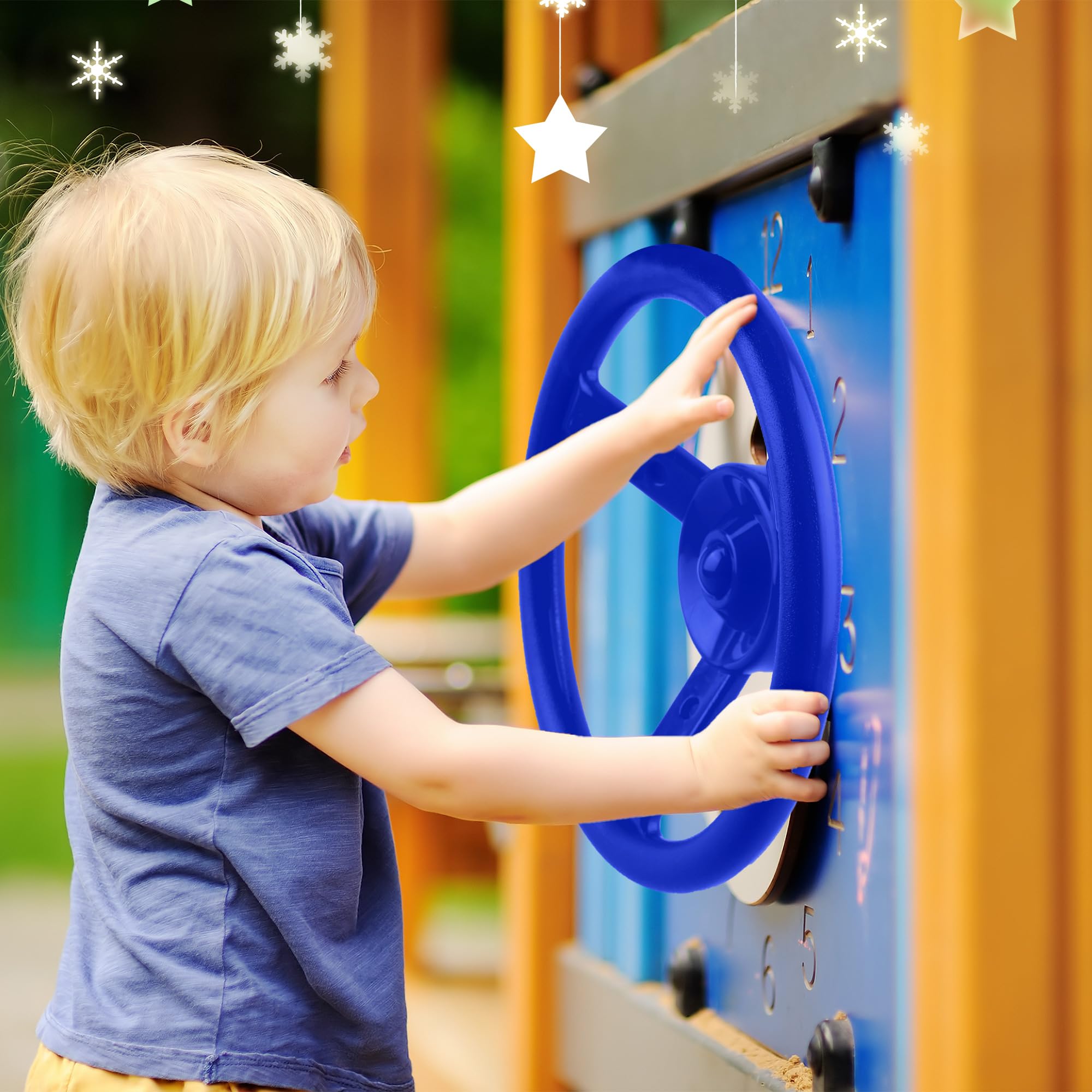 2 Pack Plastic Pirate Ship Steering Wheel Playset with Mounting Tools - Fun Outdoor Playground & Gym Toy for Kids (Green & Blue) - Perfect for Backyard Adventures, Playgrounds, and Pirate-Themed Parties