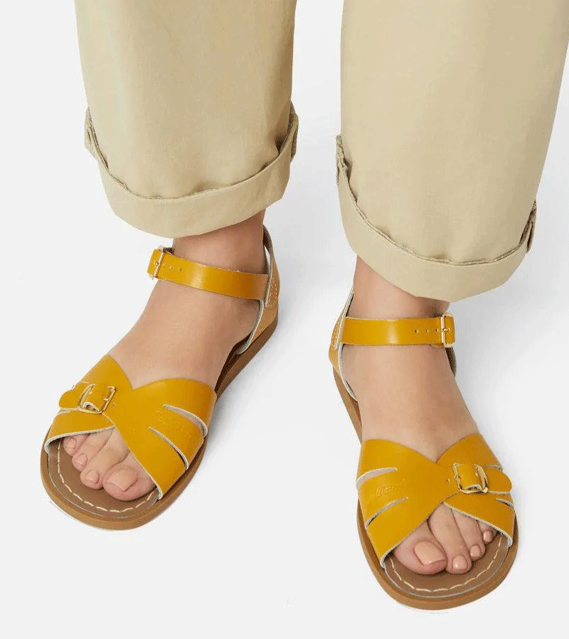 Saltwater Classic Mustard Sandals for Women - Comfortable & Stylish Beach Footwear for Summer, Poolside, and Casual Outings
