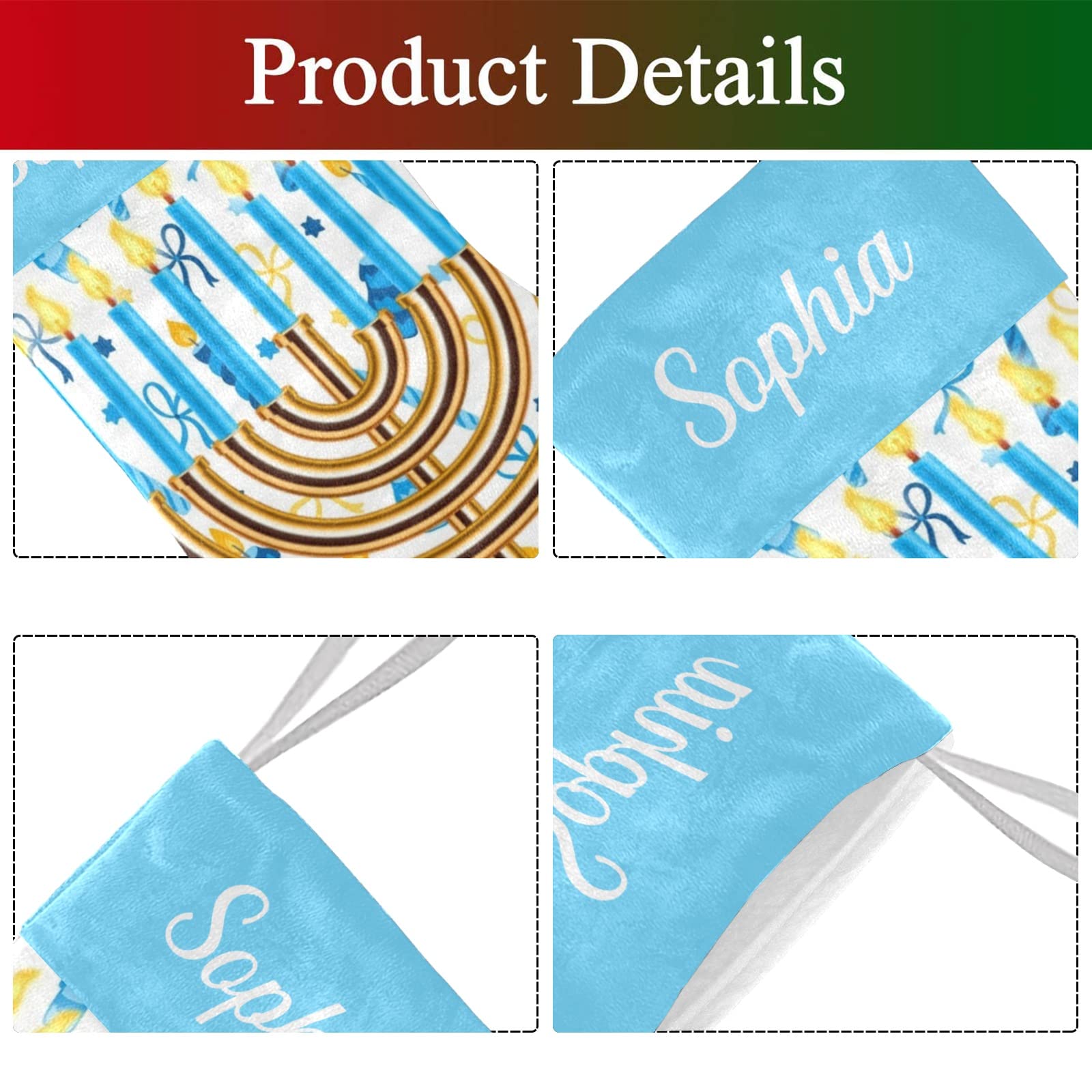 Personalized Hanukkah Christmas Stocking - Custom Name Holiday Stockings for Family, Wedding & Party Decor (17.52