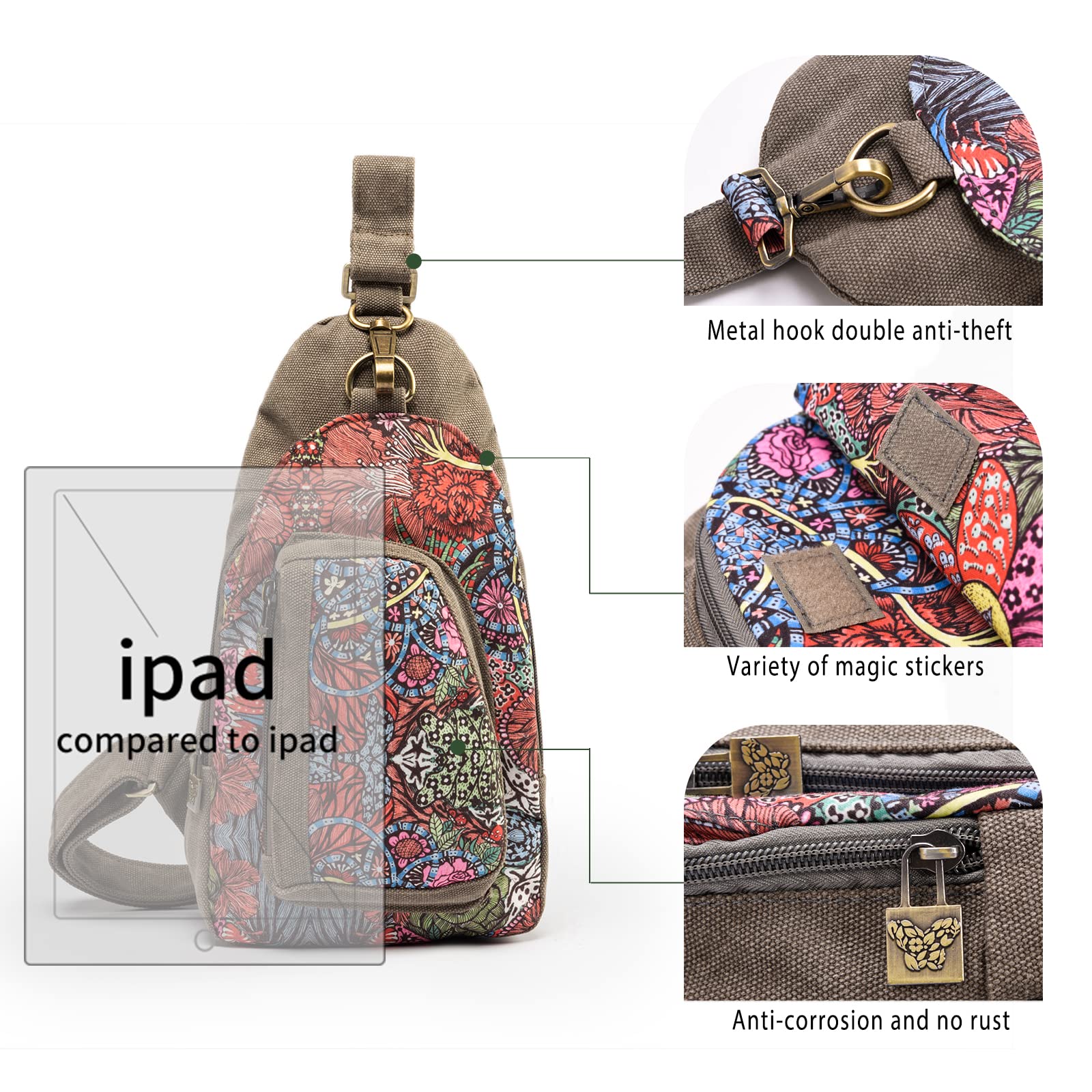 Black Butterfly Canvas Chest Bag - Small Crossbody Pack for Travel, Hiking & Outdoor Adventures - Adjustable Shoulder Strap for Comfort & Style