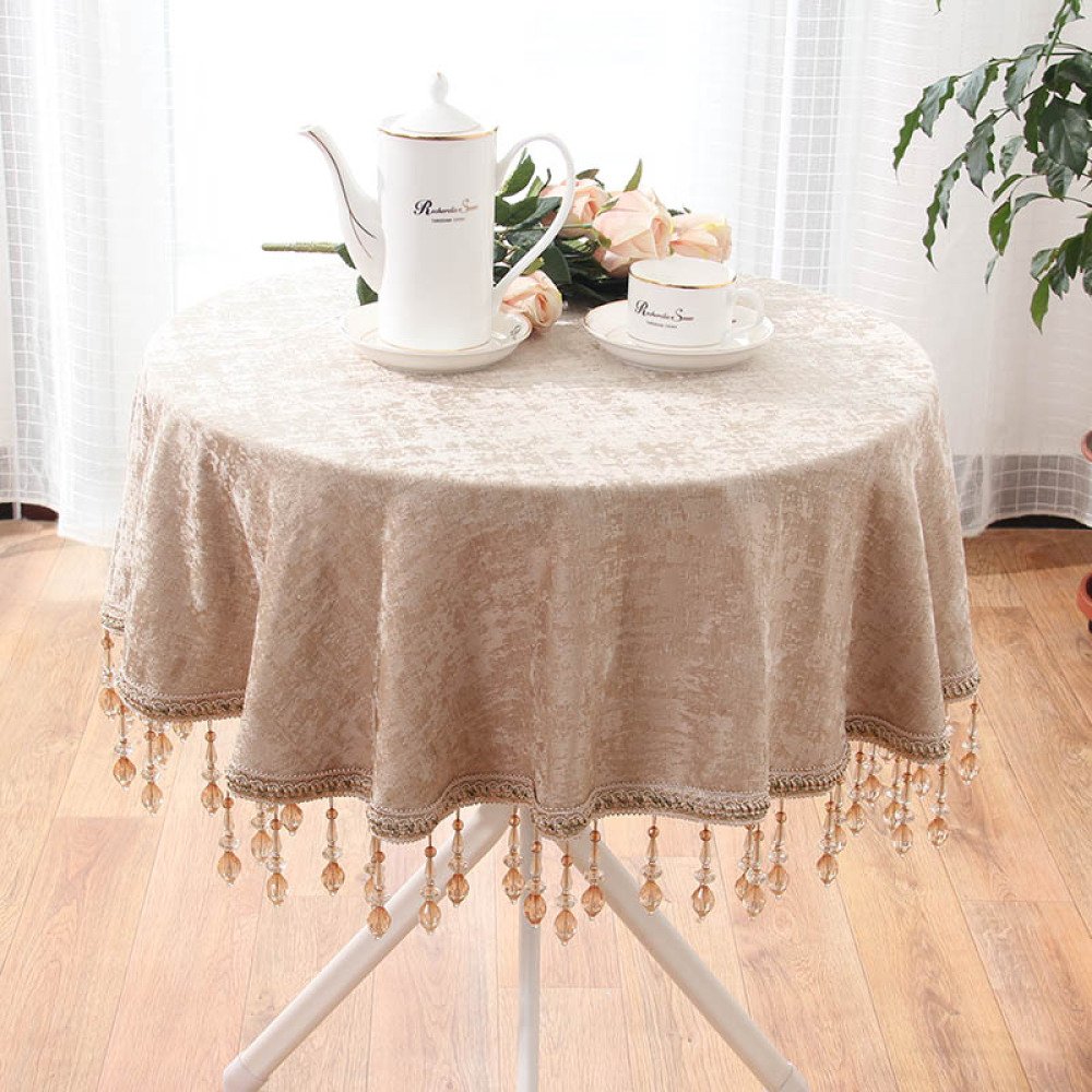 European Round Tablecloth - Lightweight Nordic Style Fabric for Living Room, Coffee Table, Kitchen & Home Decor - Perfect for Dining, Parties & Everyday Use