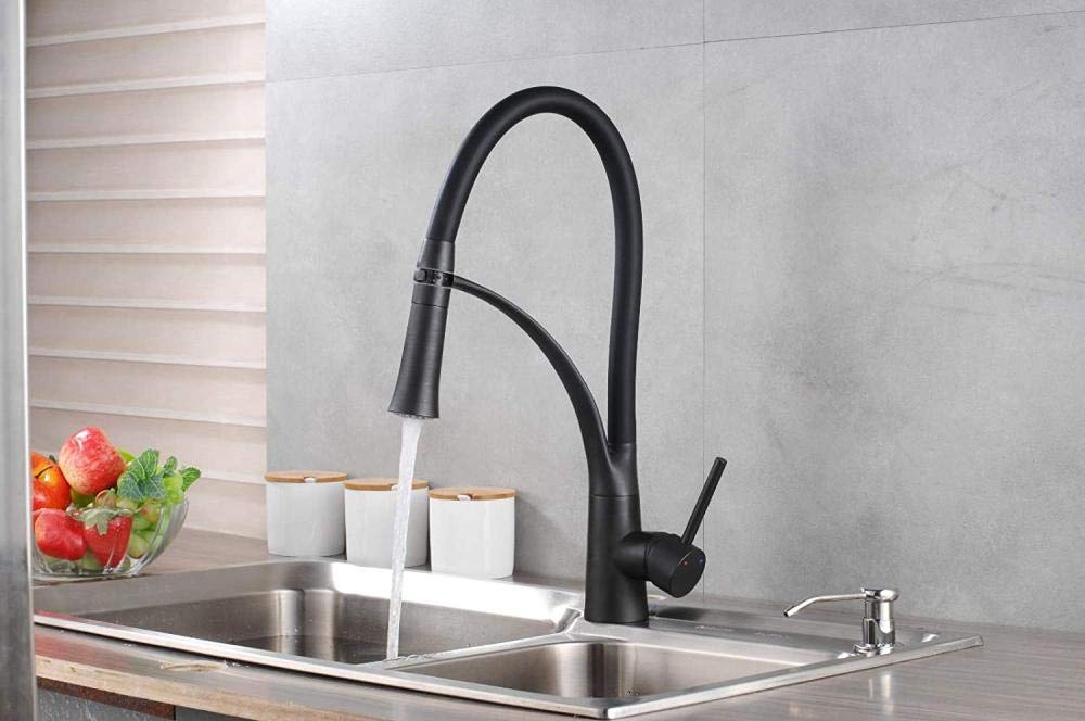 360° Rotating Brass Kitchen Sink Faucet with Pull Down Sprayer - Lead-Free Drinking Water Safe - Perfect for Washing Dishes, Filling Pots & Daily Kitchen Tasks