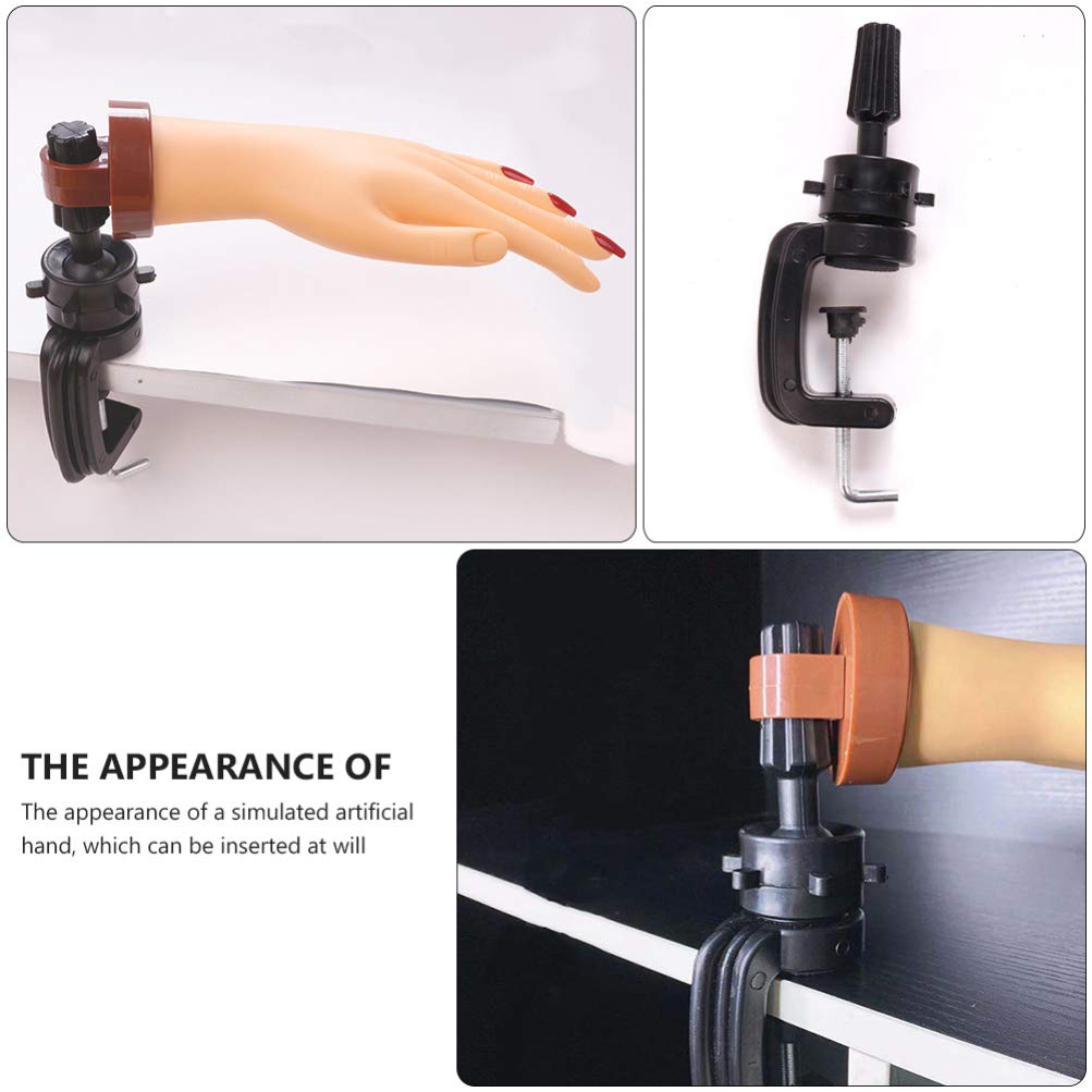 SOLUSTRE Acrylic Nail Practice Hand - Mannequin Hand for Nail Art Training, Display & Manicure Practice - PVC Desktop Fake Hand for Nail Technicians & Students - Perfect for Salon, Beauty School & Home Use