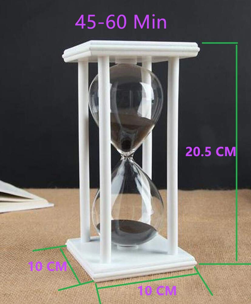 60 Minute Sand Timer - White Frame Black Sand Hourglass for Kitchen, Office, Study & Games | Perfect for Cooking, Workouts, Board Games & Classroom Activities
