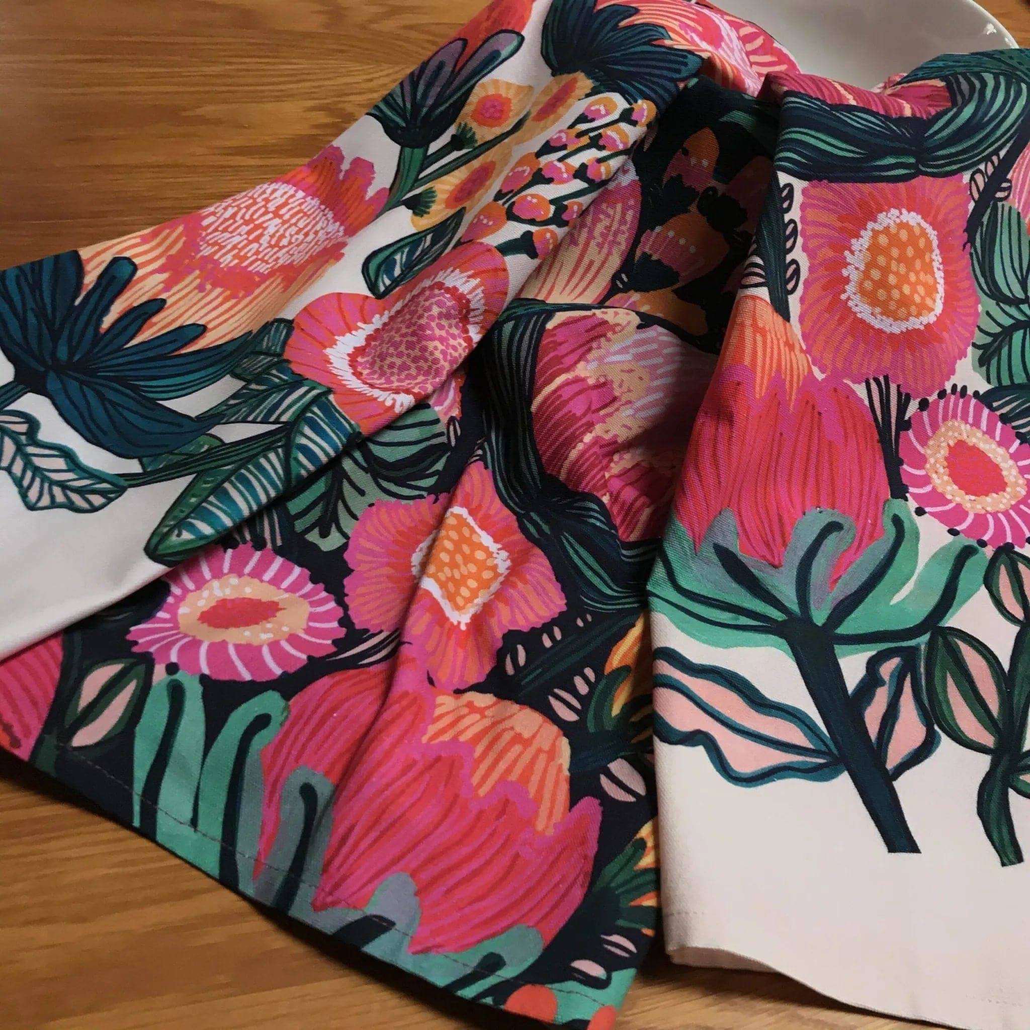 Premium Oz Flowers Tea Towel Set - 100% Cotton Kitchen Towels for Drying Dishes, Decor & Gifting - Perfect for Farmhouse, Cottagecore & Boho Home Decor