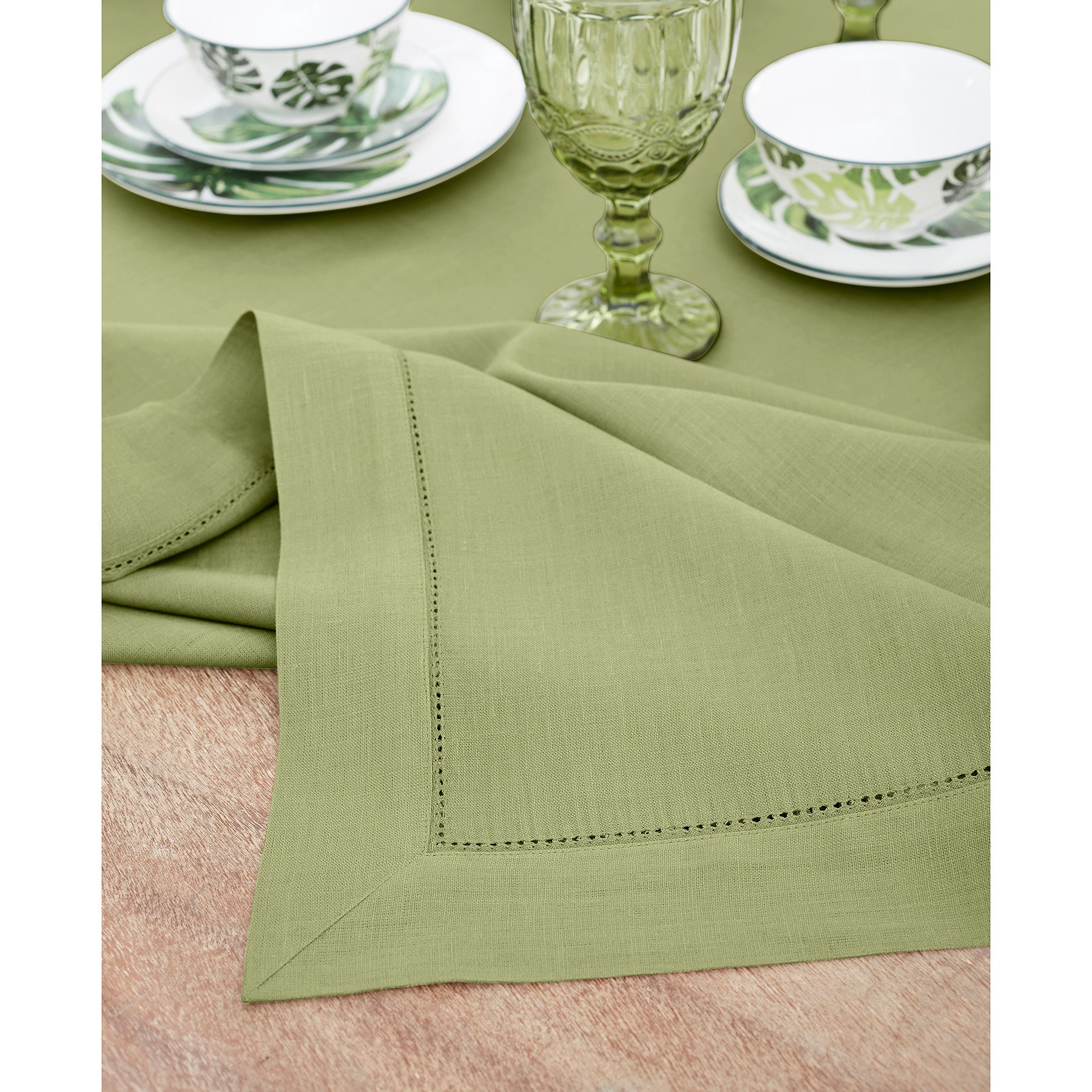 Elegant Classic Hemstitch Tablecloth - Premium Cotton Linen Table Cover for Dining Room, Wedding, Party & Special Occasions